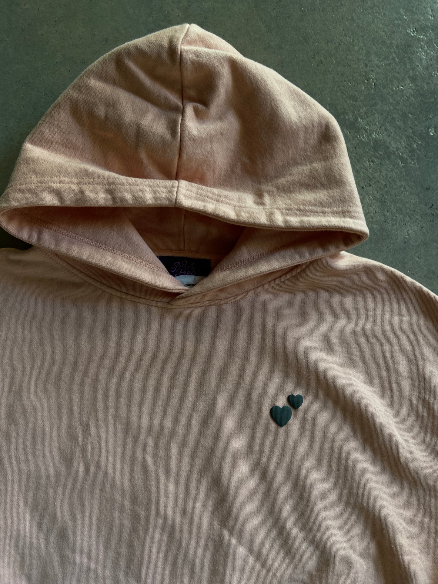 No Free Coffee Peach Puff Print Hoodie Sz M