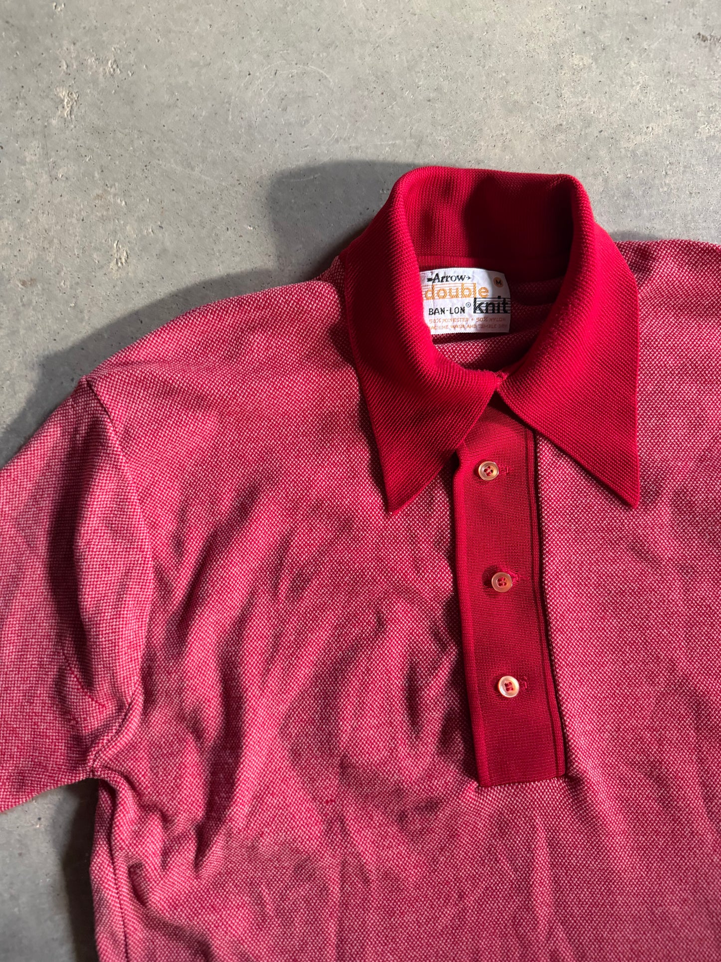 VTG Arrow Double Knit Red Polo Shirt Sz M