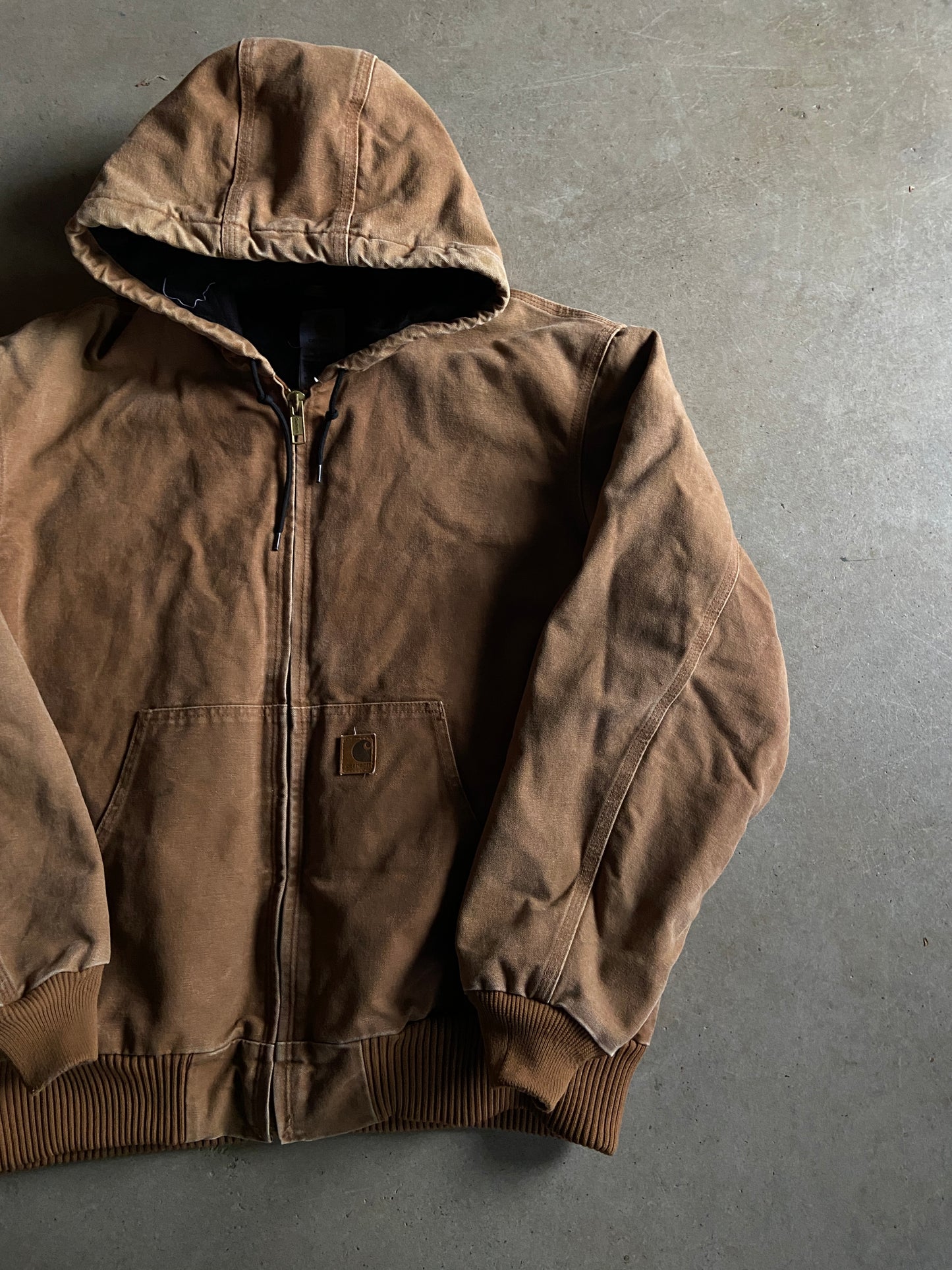 VTG Carhartt Brown Hooded Jacket Sz XL J130BRN