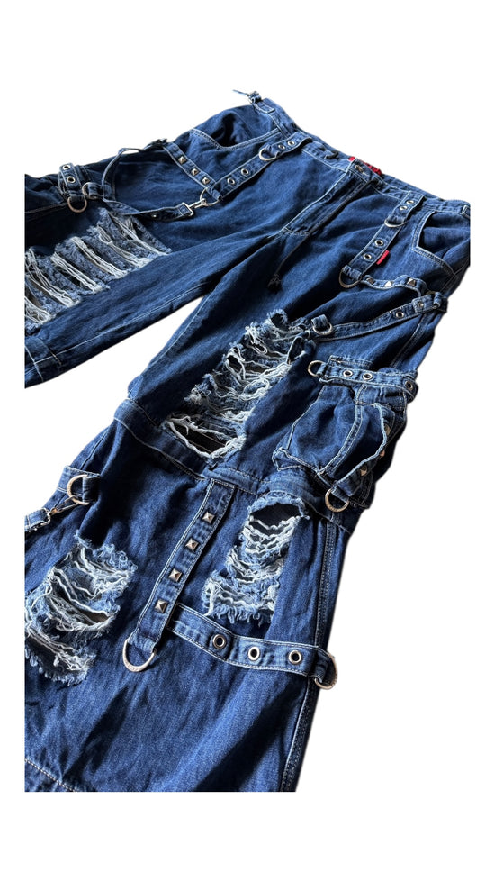 Tripp NYC Studded Strap Rave Denim Pants Sz XXL/44