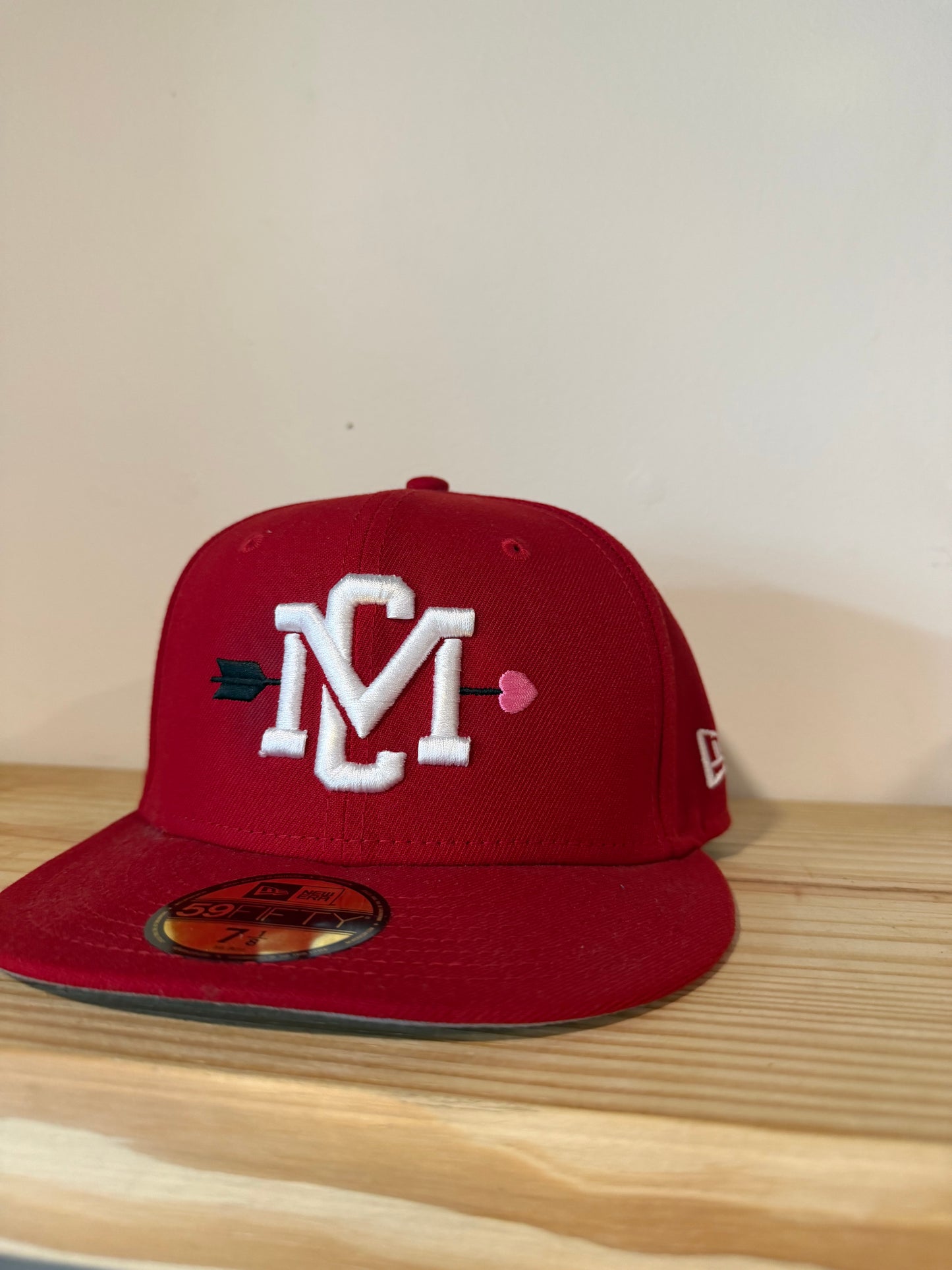 Music City Vintage Rose Red Fitted Hat Sz 7 1/8