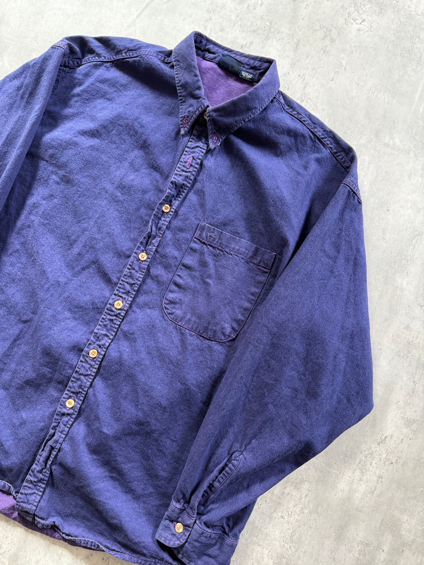 VTG Bonne Homme Purple Canvas Button Shirt Sz XL