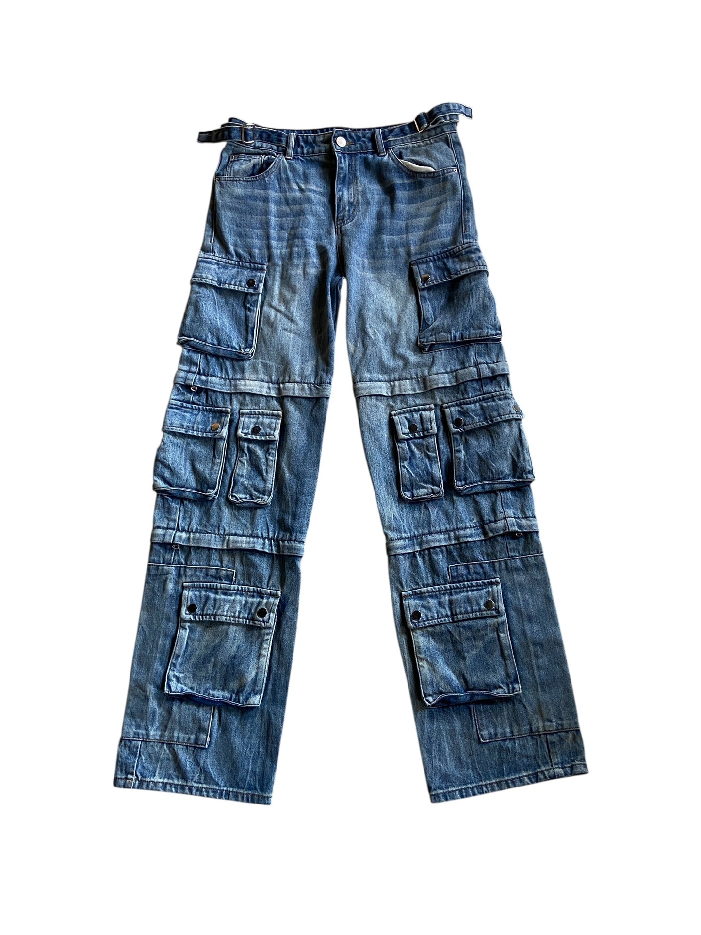 Gemsbyn Deline Stacked Cargo Blue Denim Jeans Sz 34x34