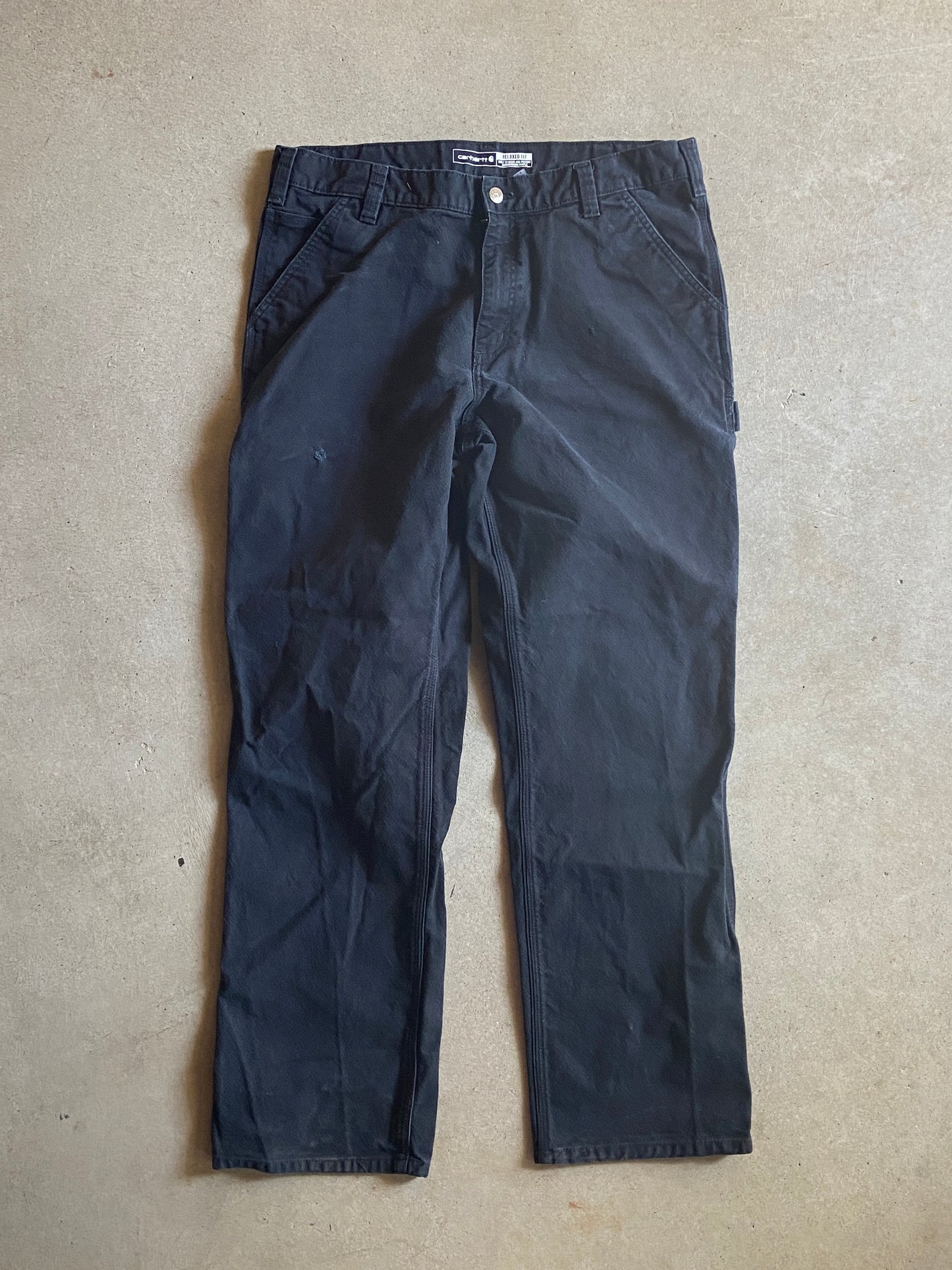 Carhartt Ash Black Faded Canvas Work Pants Sz 36x32