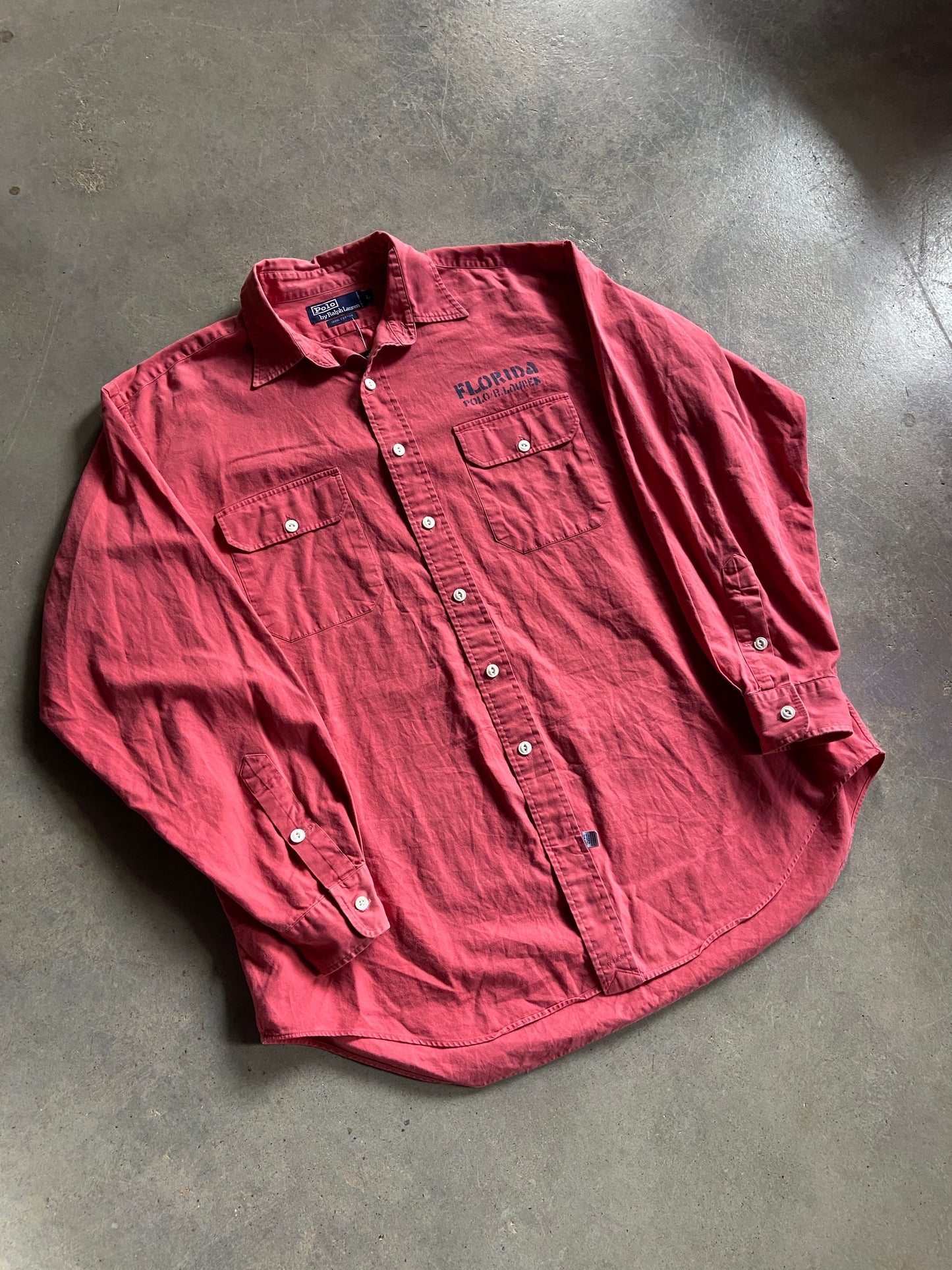 VTG Polo Ralph Lauren Florida Pink Button Up Shirt Sz XL