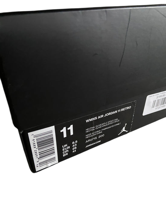 Preowned Air Jordan 11 Wmns "Neutral Olive" Sz 11w/9.5M