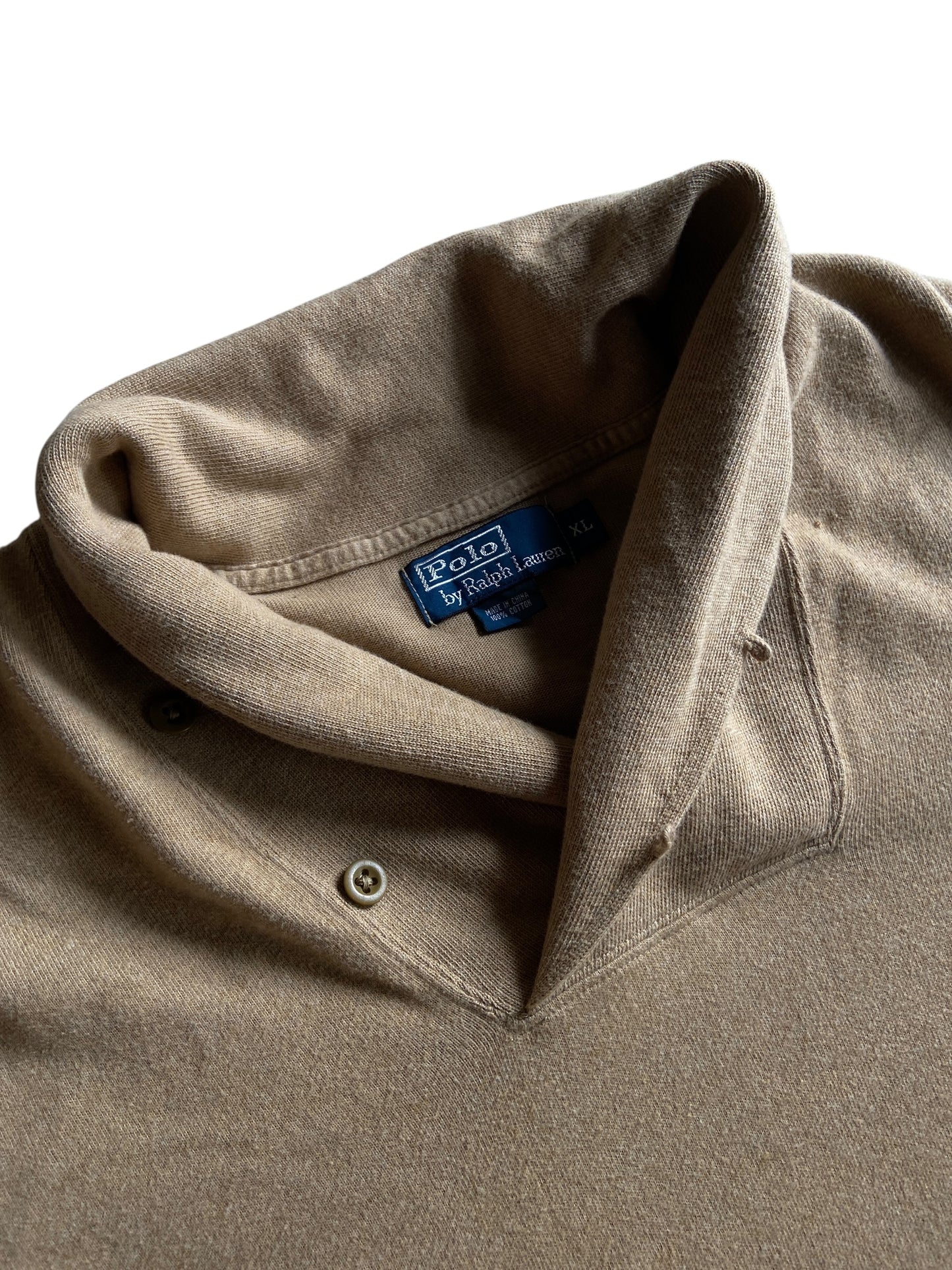 VTG Polo Ralph Lauren Oatmeal Shawl Collar Sweater Sz XL