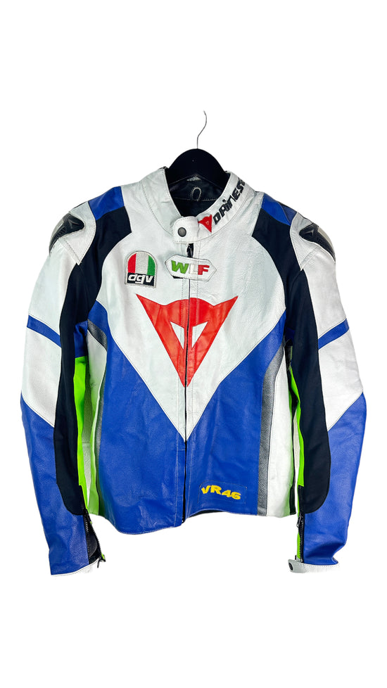 Load image into Gallery viewer, Dainese Avro 4 VR46 Leather Armored Motorcycle Racing Jacket Sz Med
