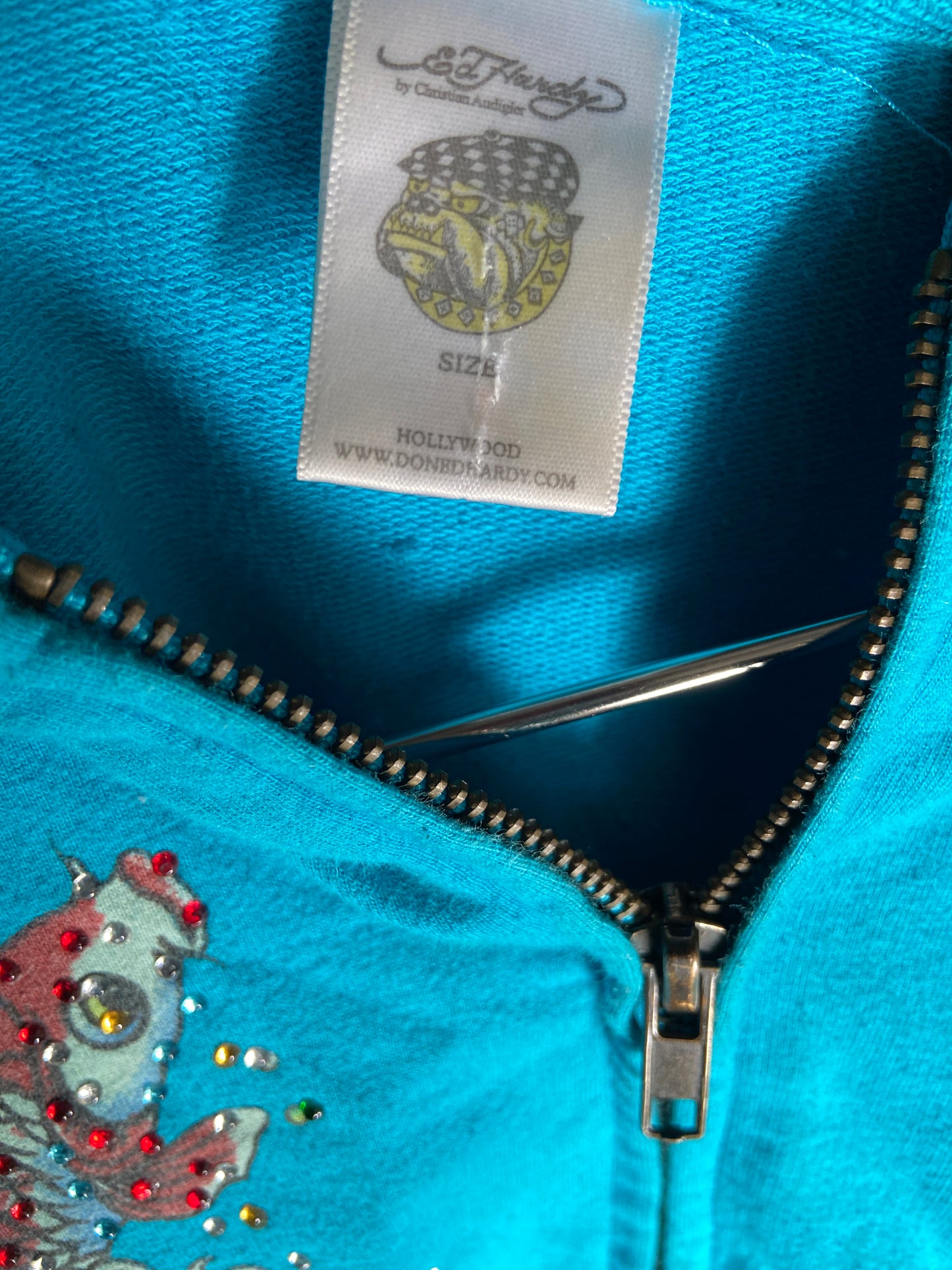 Y2K Ed Hardy Blue Zip Up Hoodie Sz Wmns M