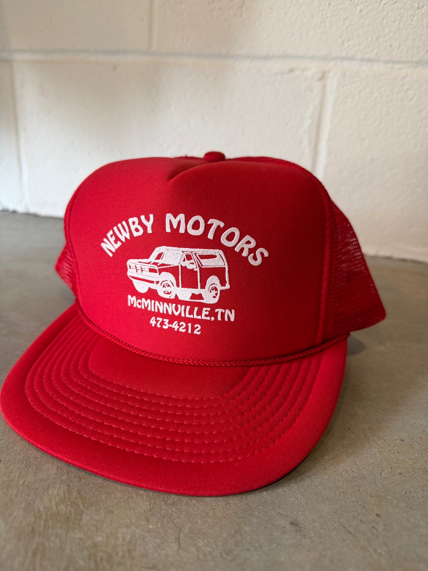 VTG Newby Motors Truck Red Trucker Hat