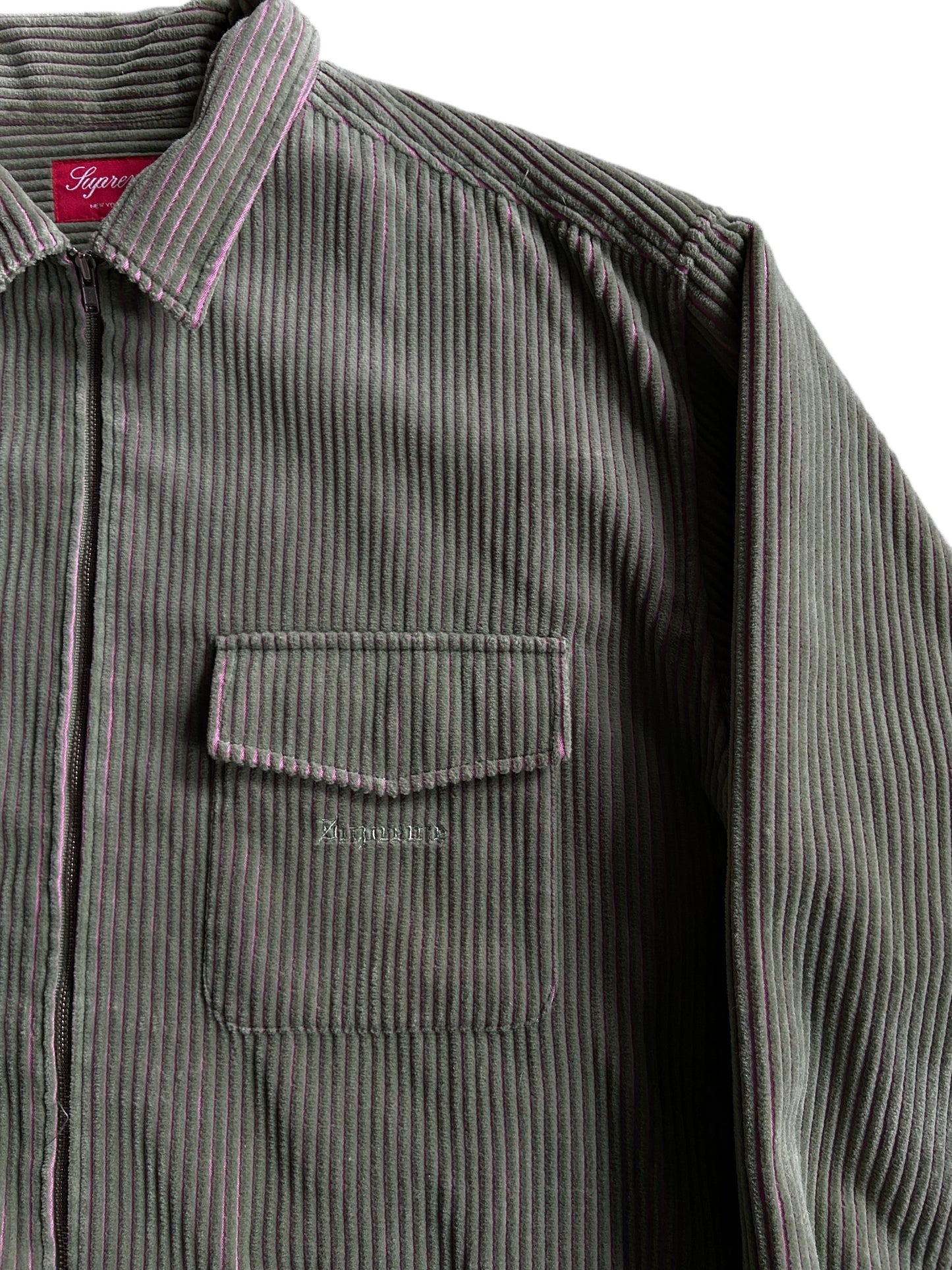 Supreme Wide Whale Old English Corduroy Zip Shirt Sz XL