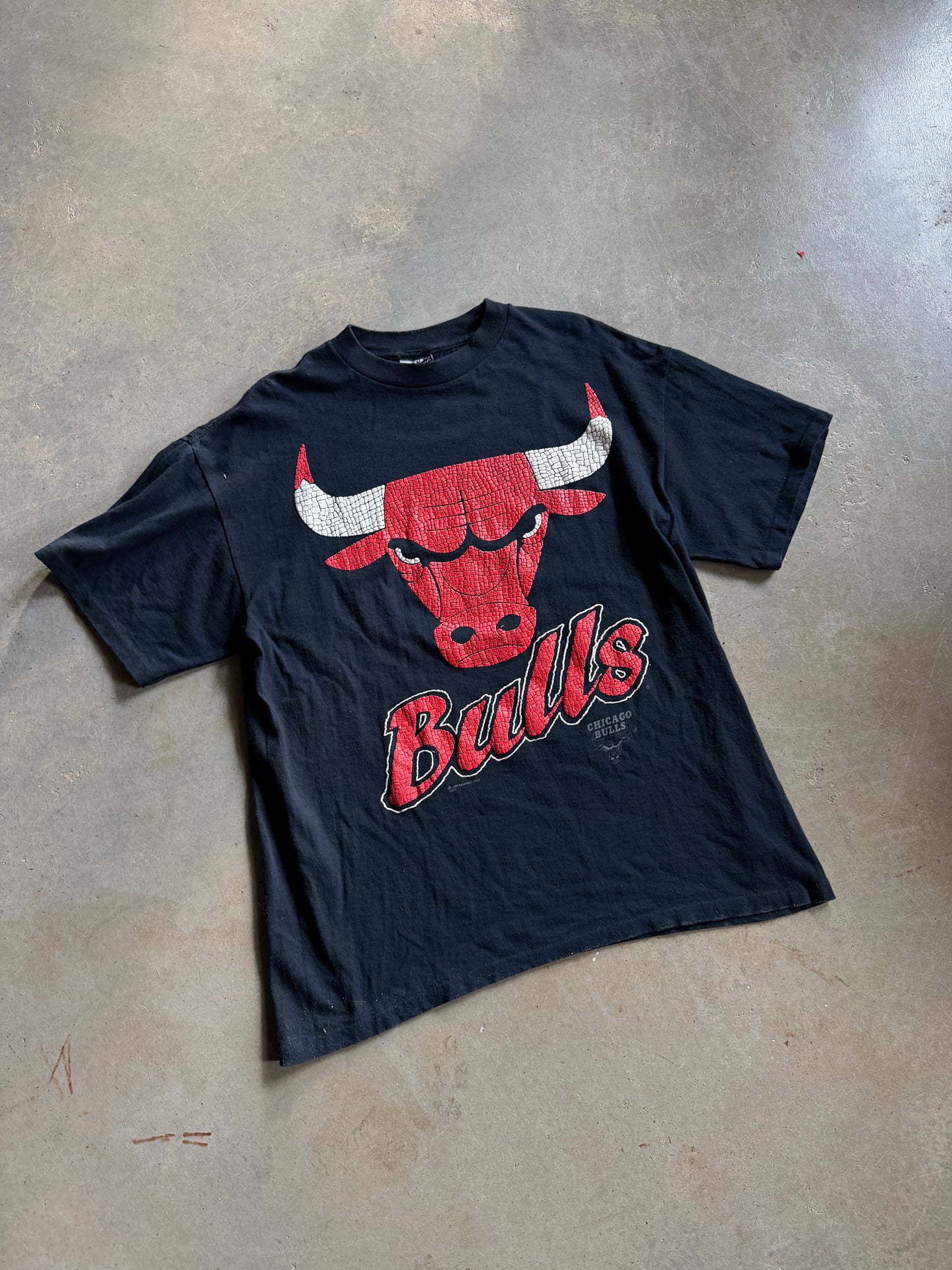 VTG Chicago Bulls Crackling Print Tee Sz L/XL