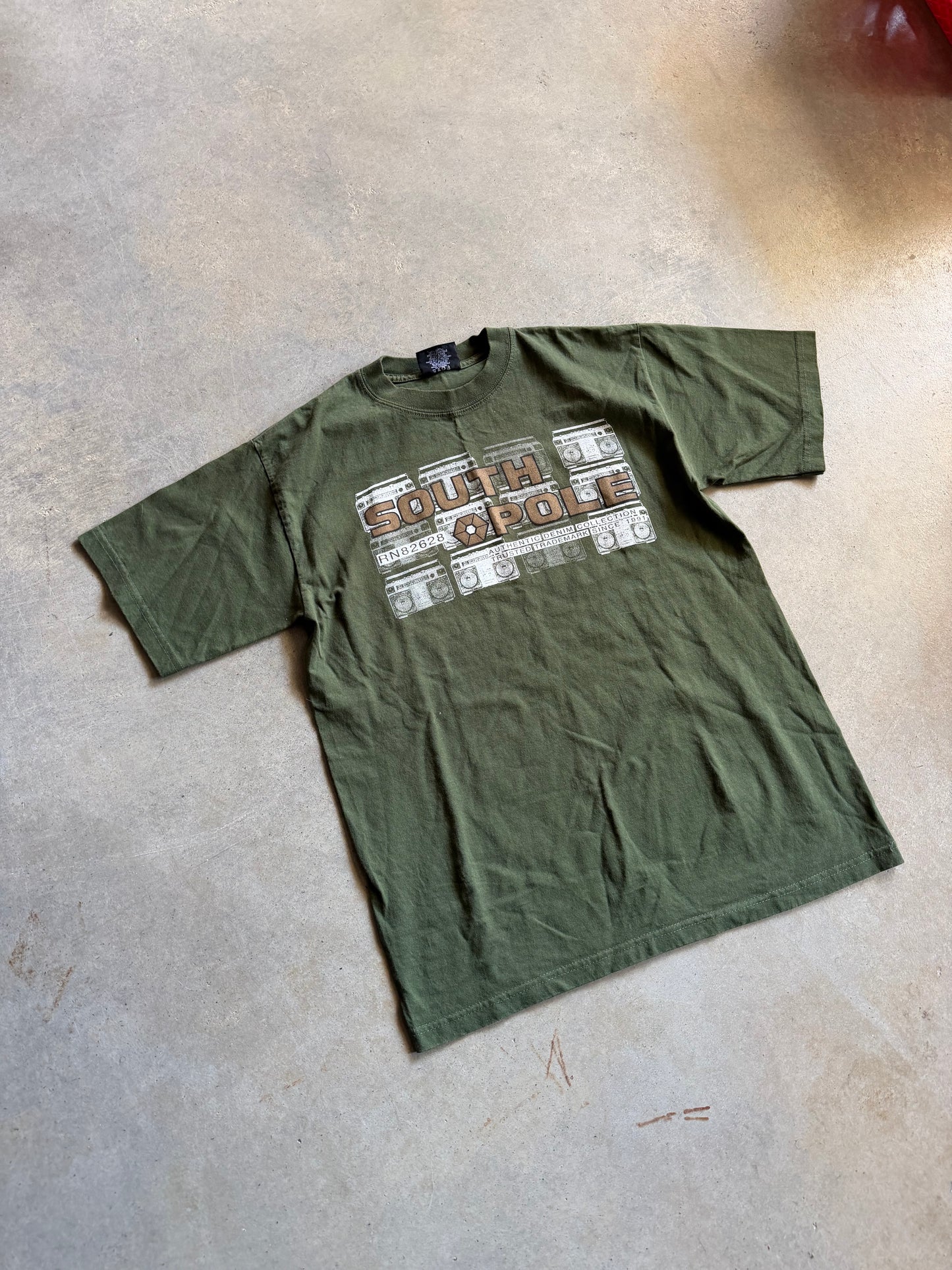 Y2K South Pole Olive Tee Sz L