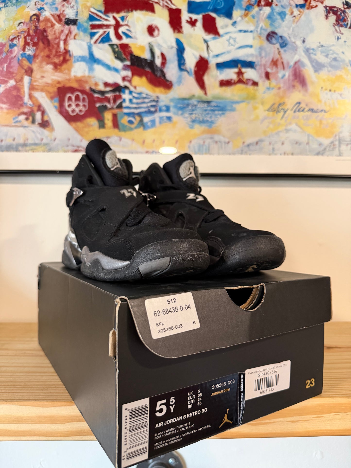 Preowned Jordan 8 Retro Chrome (2015) (GS) Sz 5.5Y