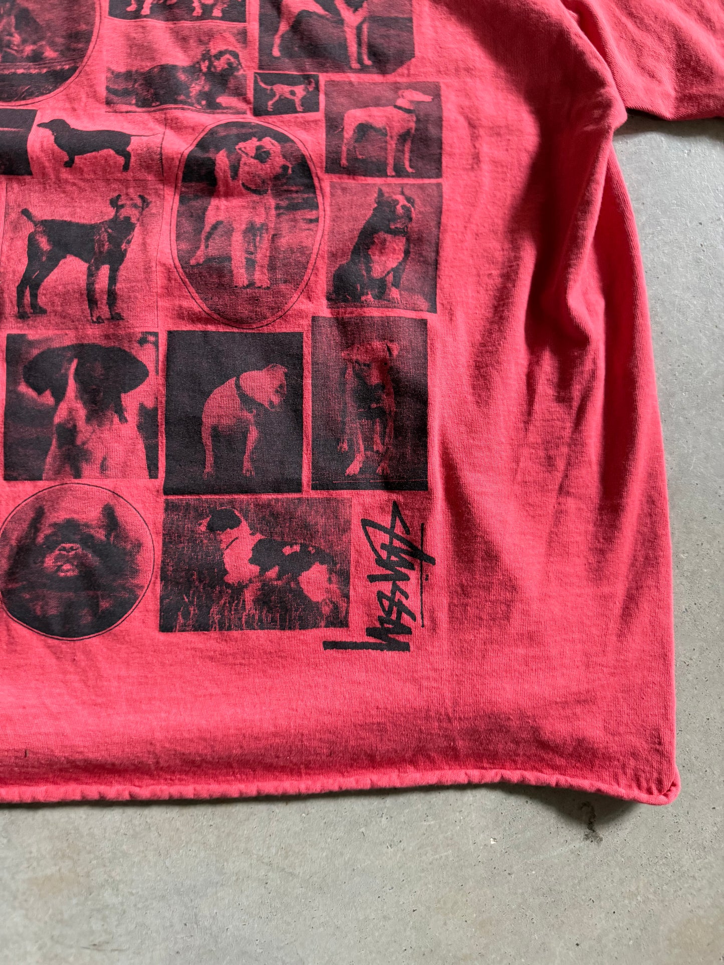 Stussy Dogs Red Tee Sz L