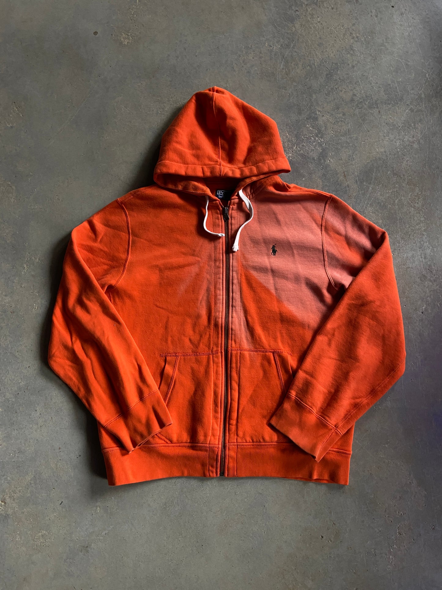VTG Polo Ralph Lauren Faded Orange Zip Up Hoodie Sz L/XL