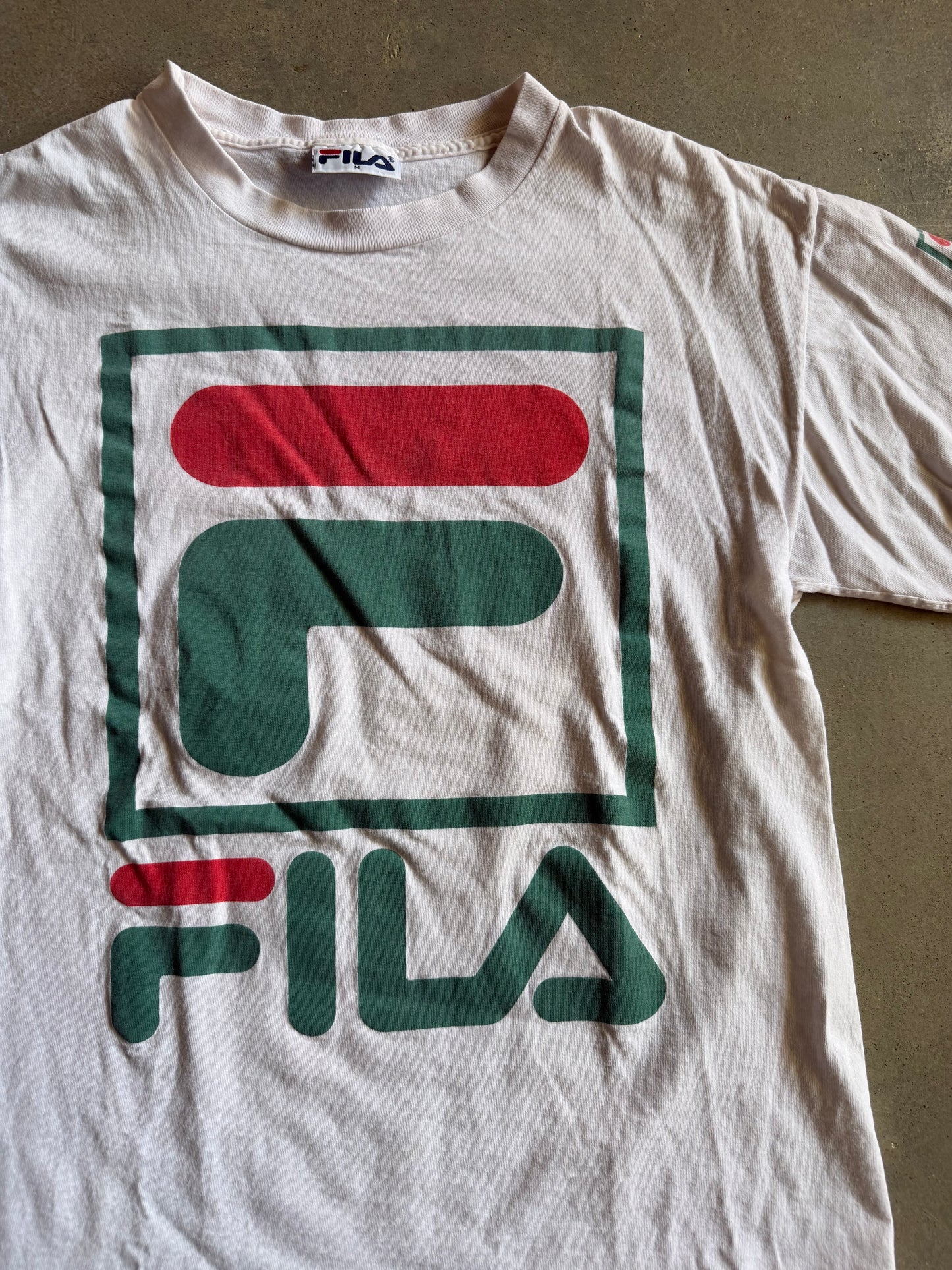 VTG FILA Green/Red Tee Sz M