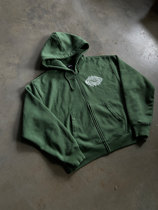 Stussy Green Zip up Hoodie Sz XL
