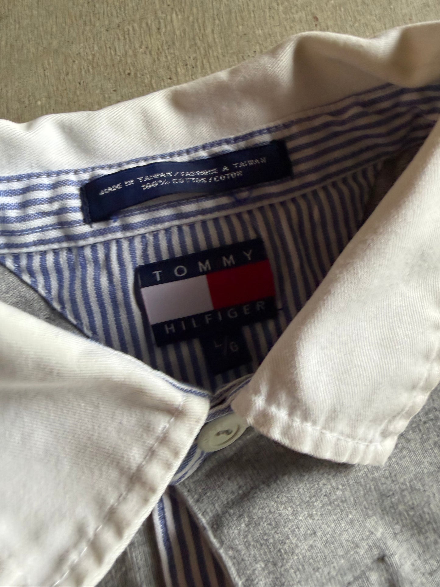 VTG Tommy Hilfiger Gray Rugby Shirt Sz L