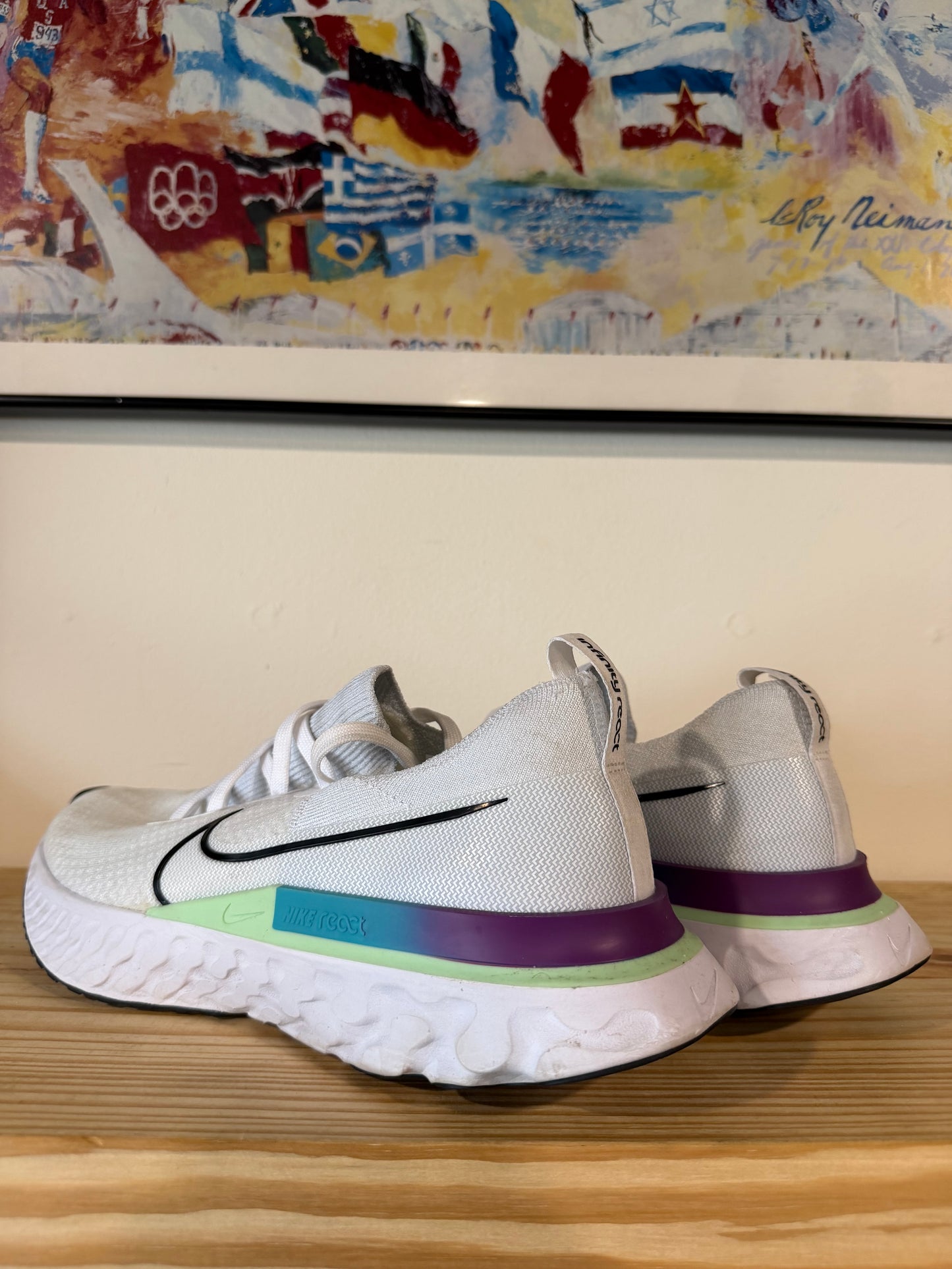 Preowned Nike React Infinity Run White Vapor Green Sz 10M/11.5W