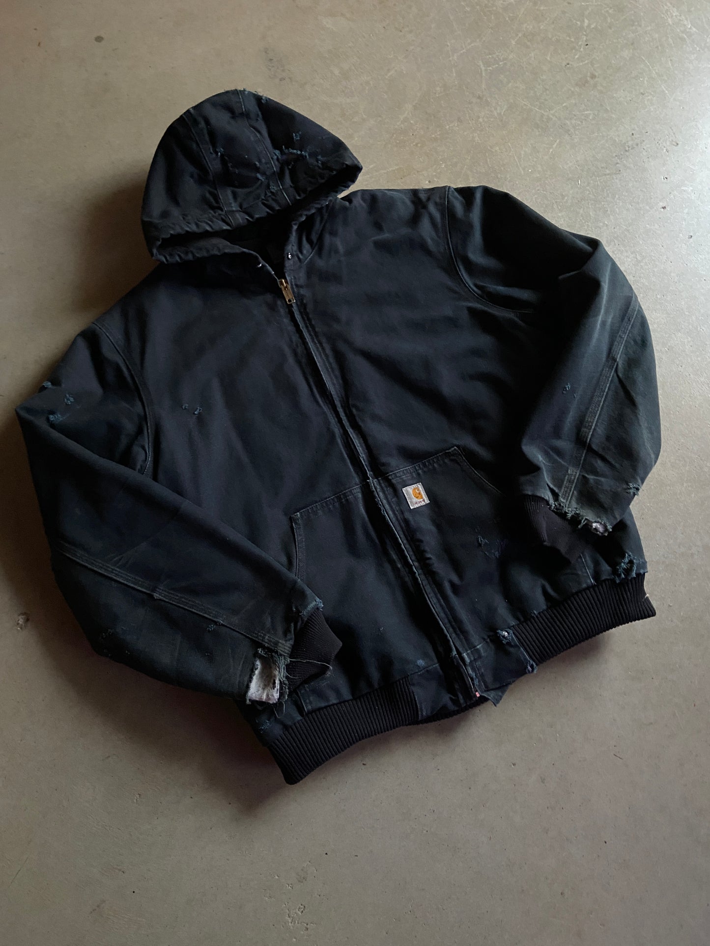 VTG Carhartt Black Hooded Jacket Sz XLT J140BLK