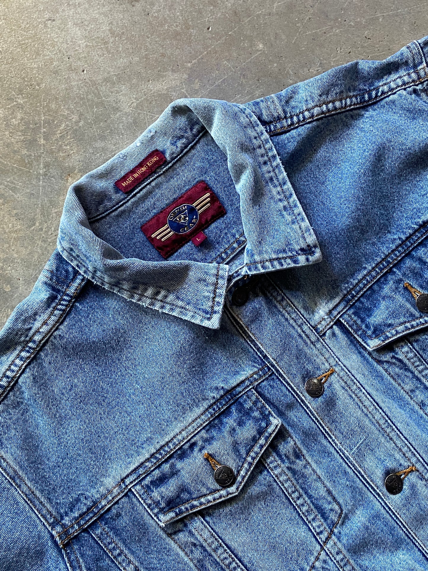 VTG Denim Gear Light Wash Denim Jacket Sz L