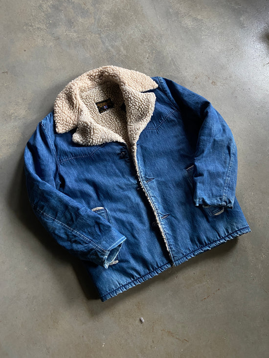VTG Trailmaster Denim Sherpa Coat Sz M
