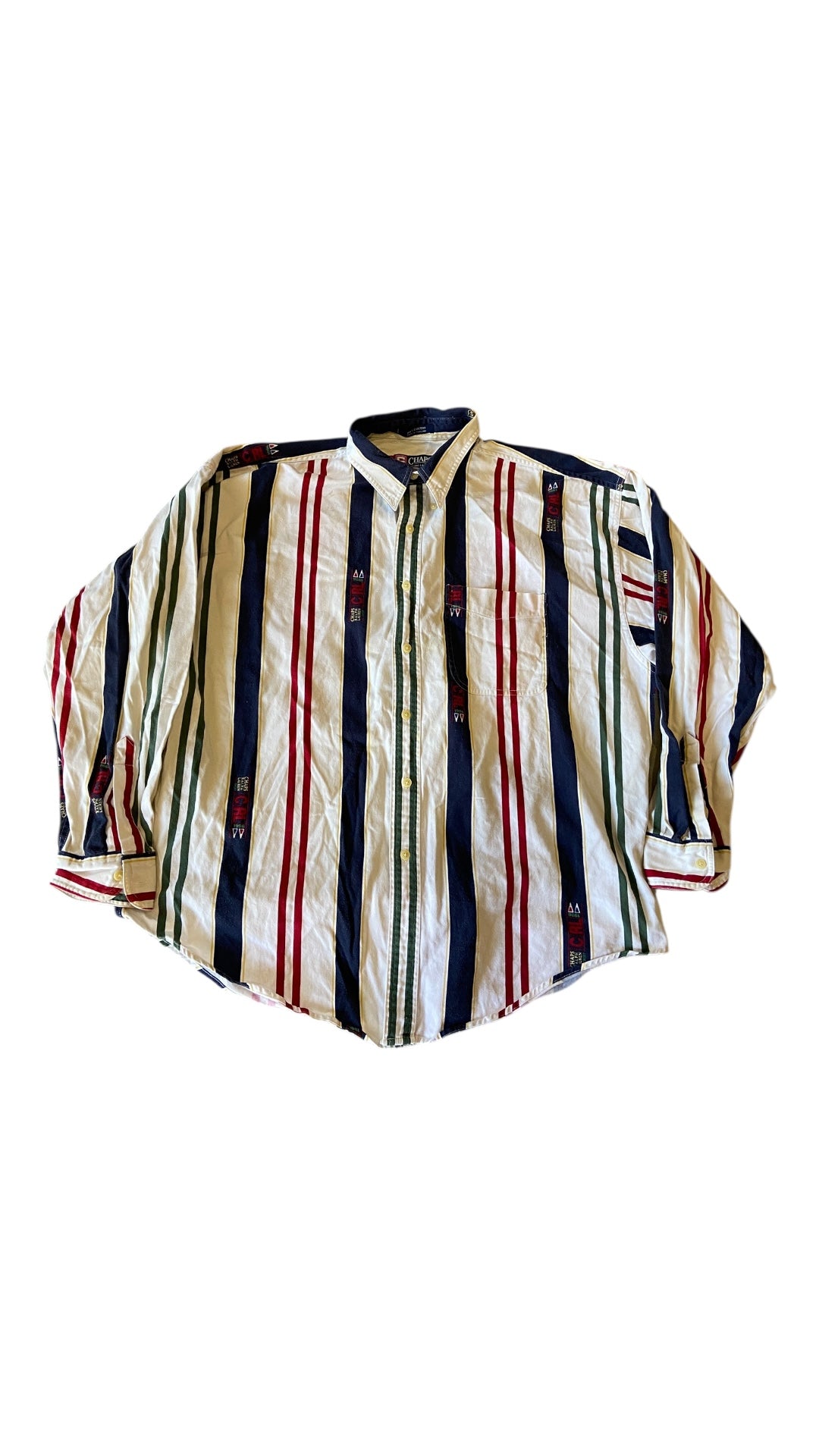 VTG Chaps Ralph Lauren Sport Striped Button Down Sz XL