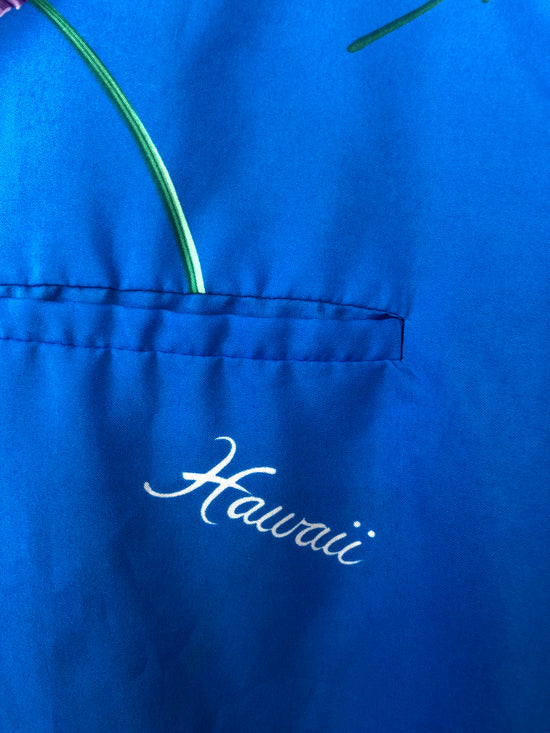 VTG "Hawaii" Flower Hawaiian Button Up Shirt Sz Med