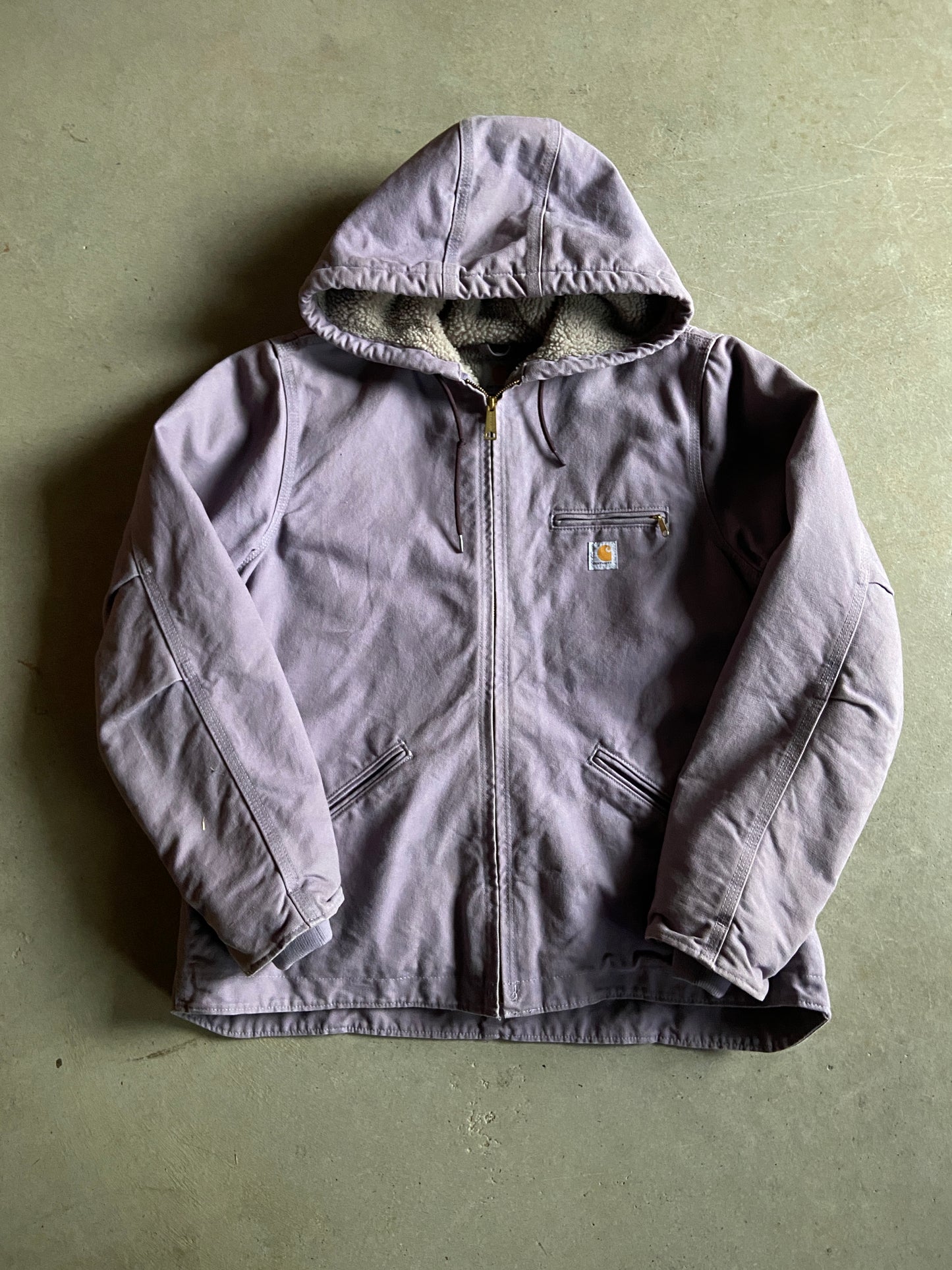 VTG Carhartt Lilac Purple Zip Up Hooded Jacket Sz S/M