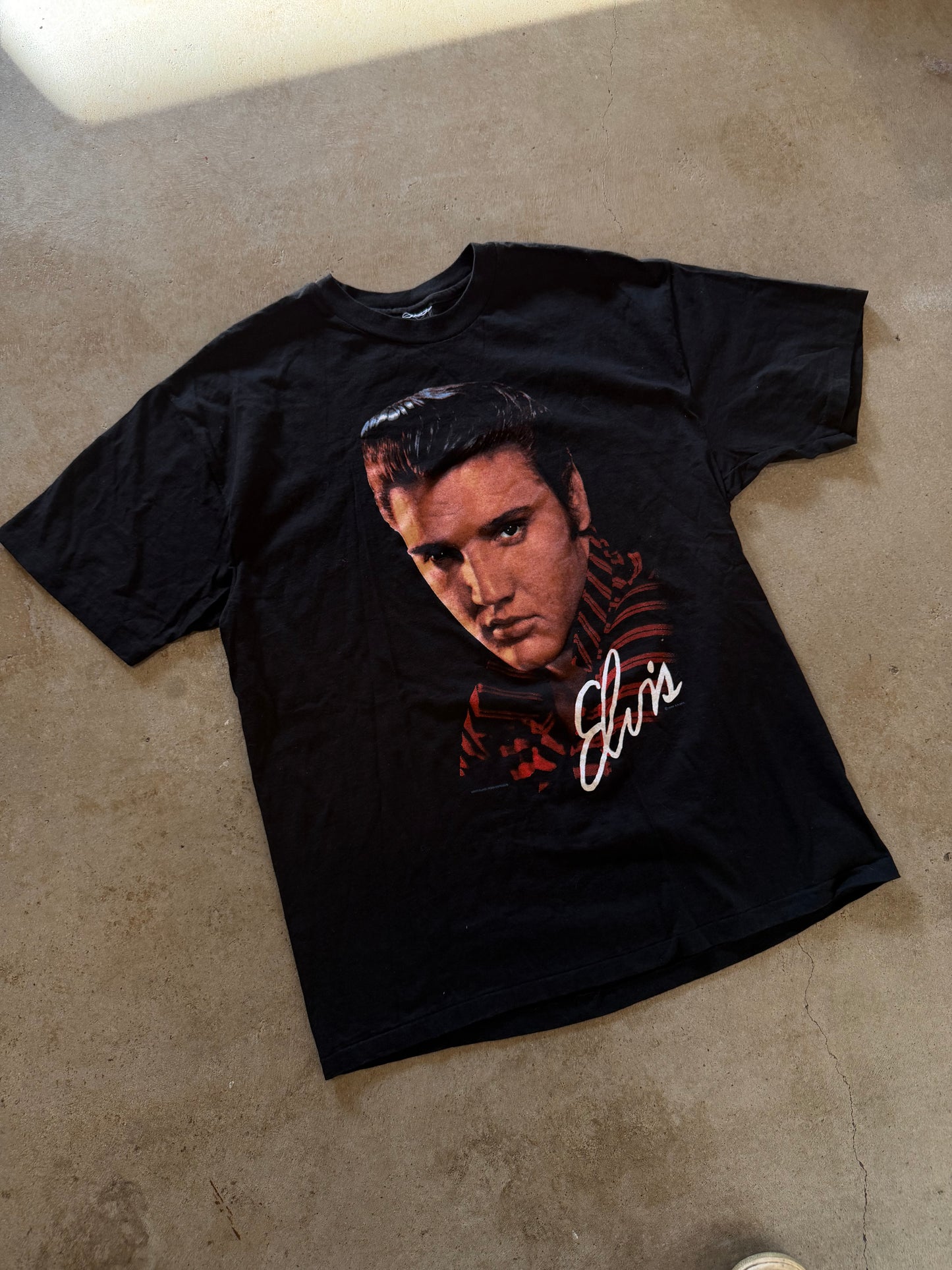 VTG Elvis Portrait Red/Black Tee Sz XL