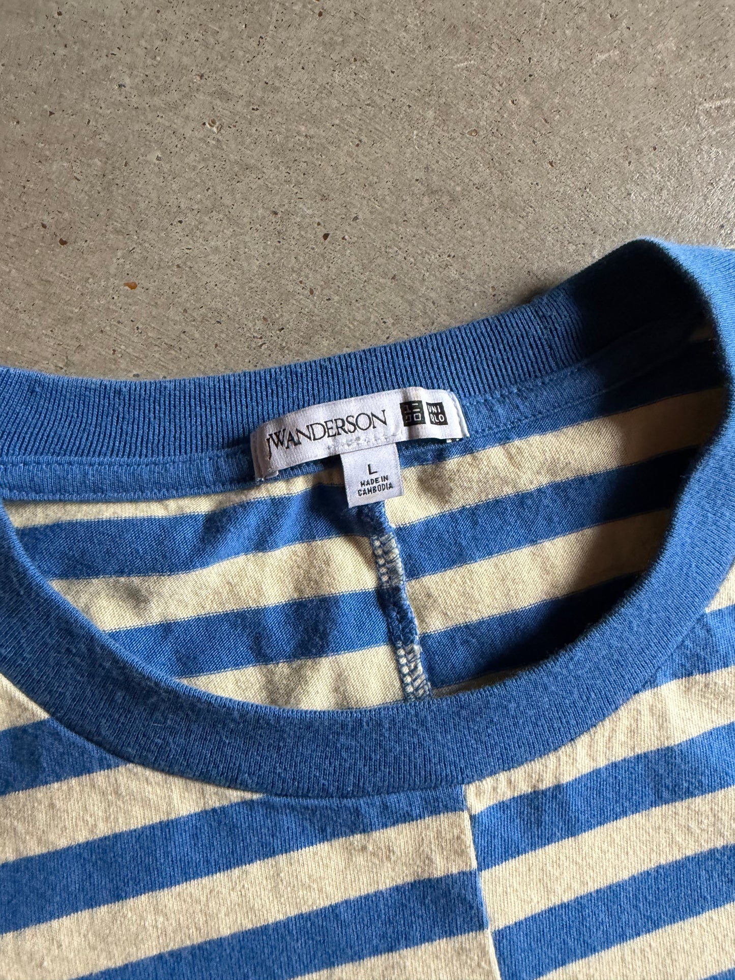 JW Anderson Uniqlo Blue Stripe Tee Sz L/XL