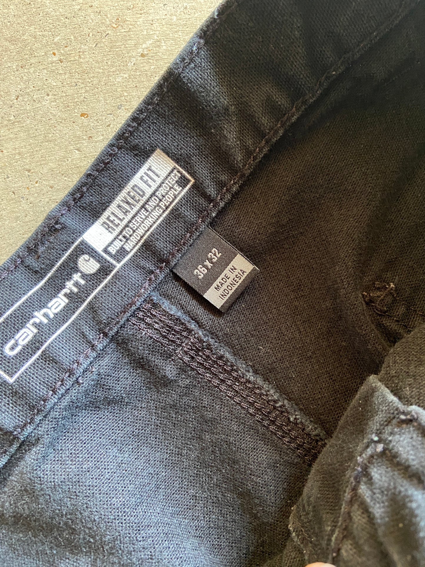 Carhartt Ash Black Faded Canvas Work Pants Sz 36x32