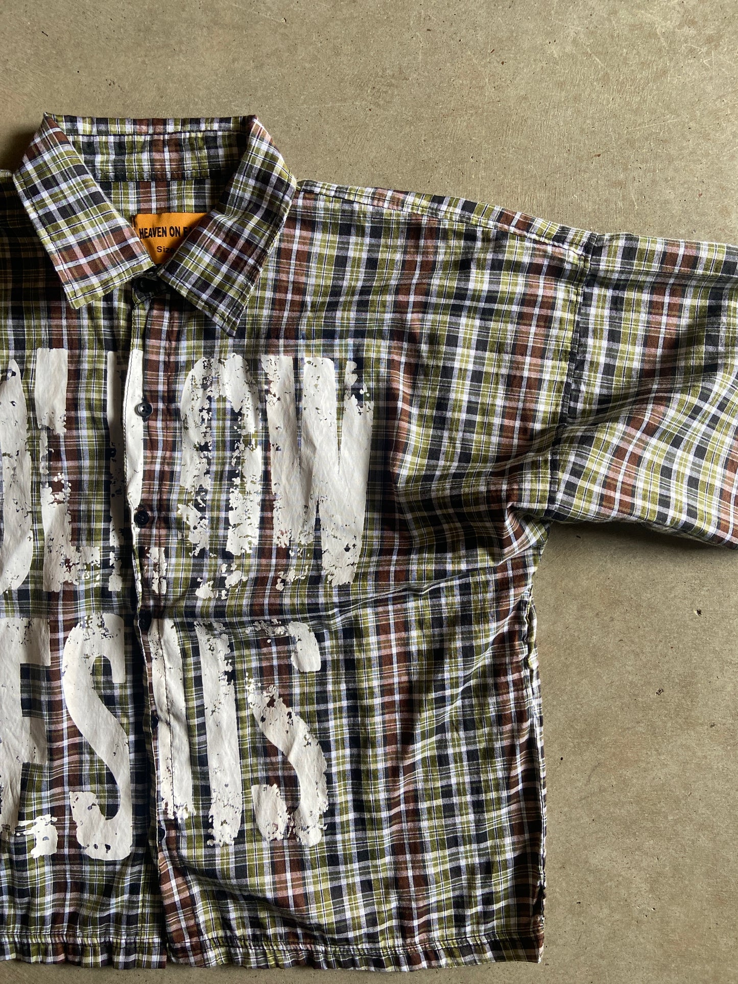 Heaven on Earth Follow Jesus Croped Oxford S/S Shirt Sz Med