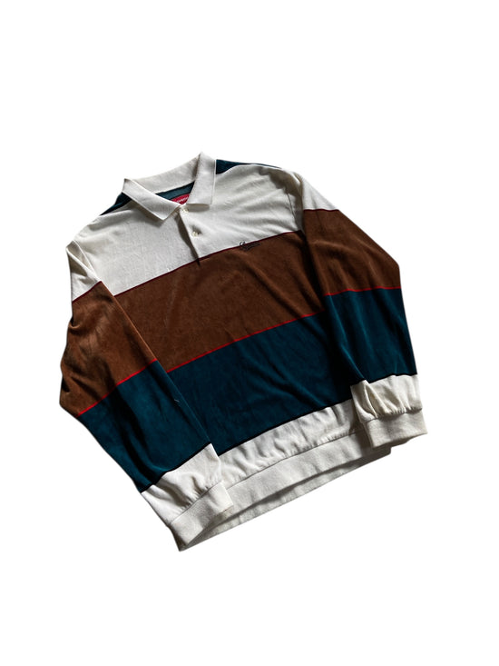 Supreme Velour Color Block L/S Polo Sz XL