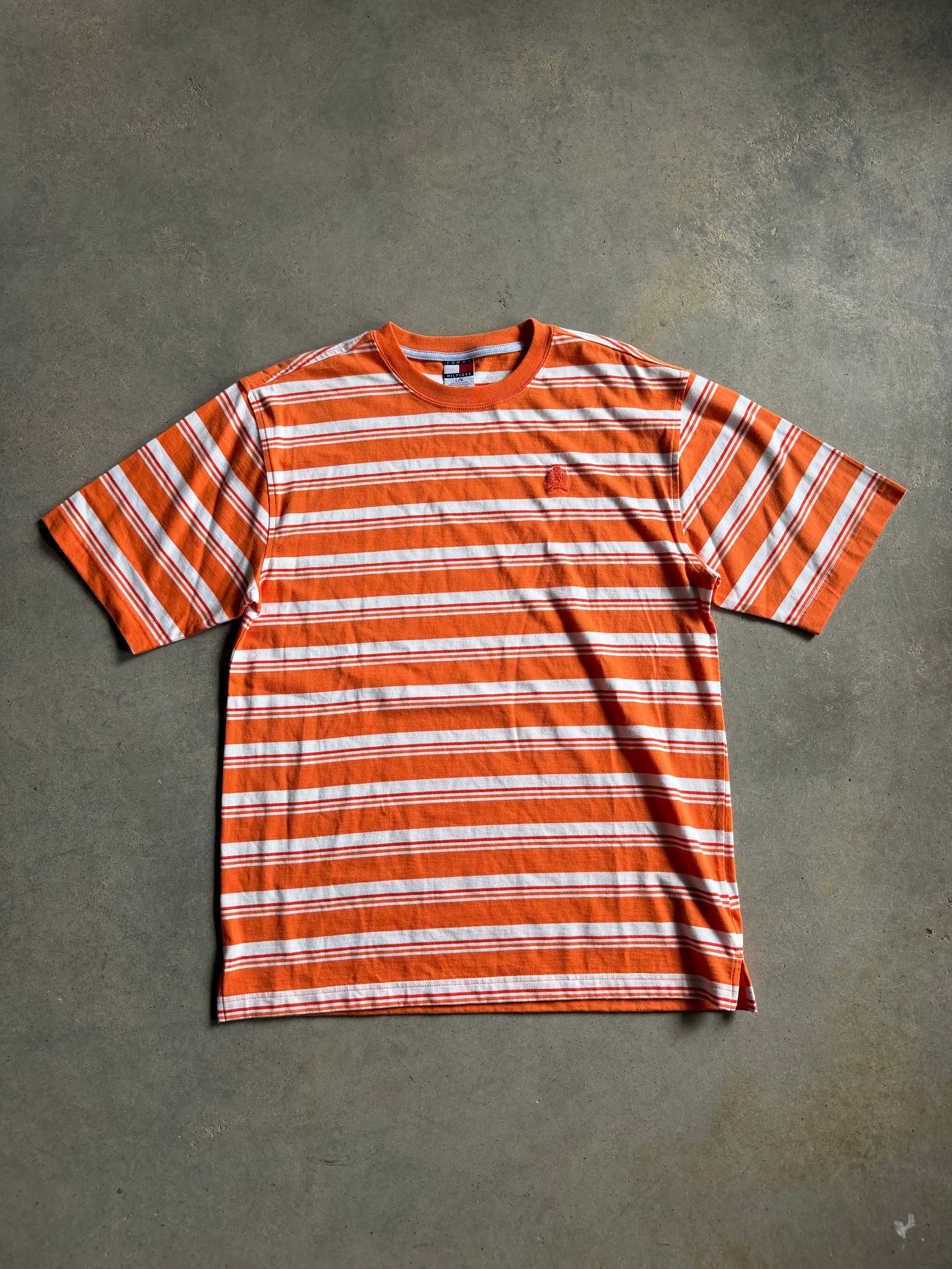 VTG Tommy Hilfiger Orange Stripe Tee Sz L