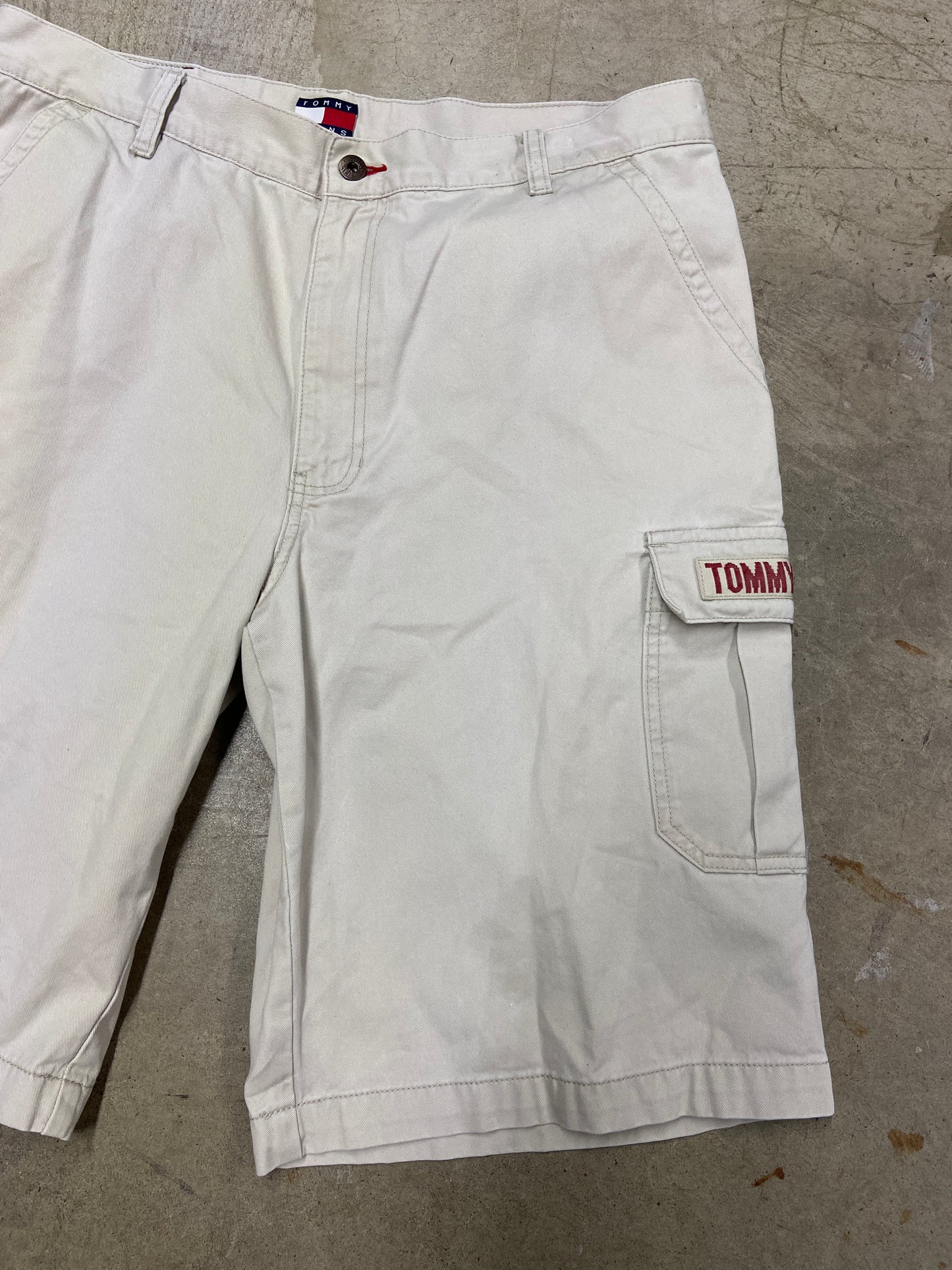Y2K Tommy Hilfiger Khaki Cargo Baggy Jorts Sz 36