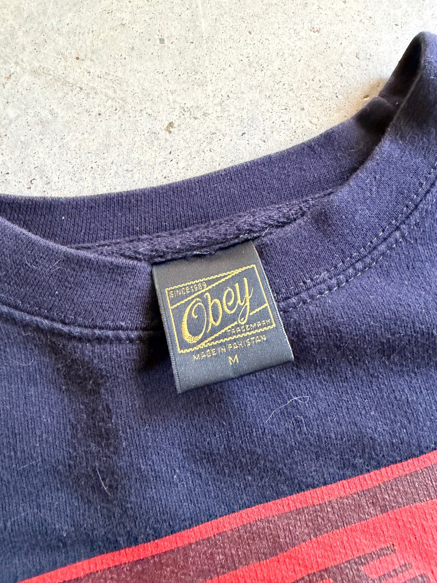 Y2K Obey Big Brother Print Crewneck Sz M