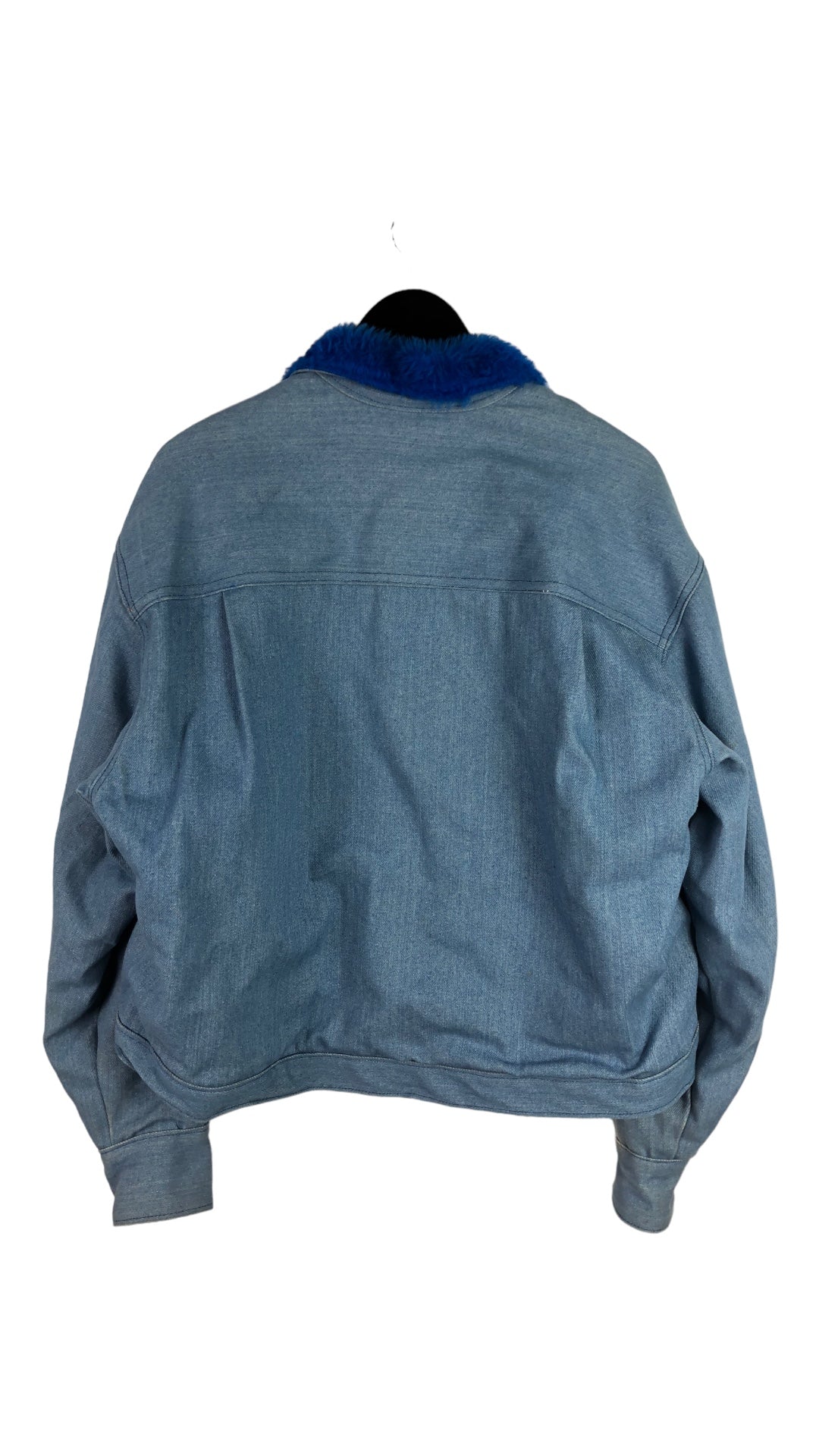 VTG Blue Denim Fur Collar Jacket Sz L
