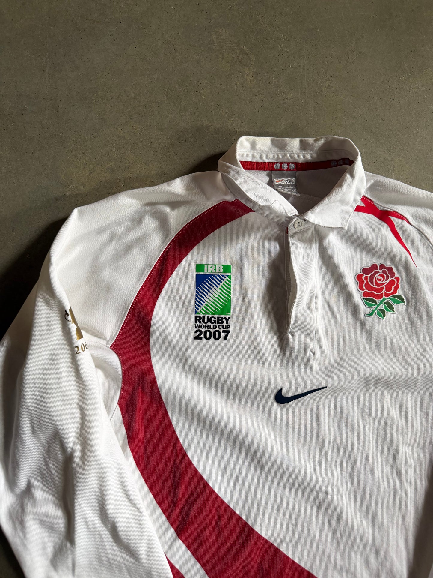 Y2K Nike Rugby World Cup 2007 Polo LS Shirt Sz 2XL