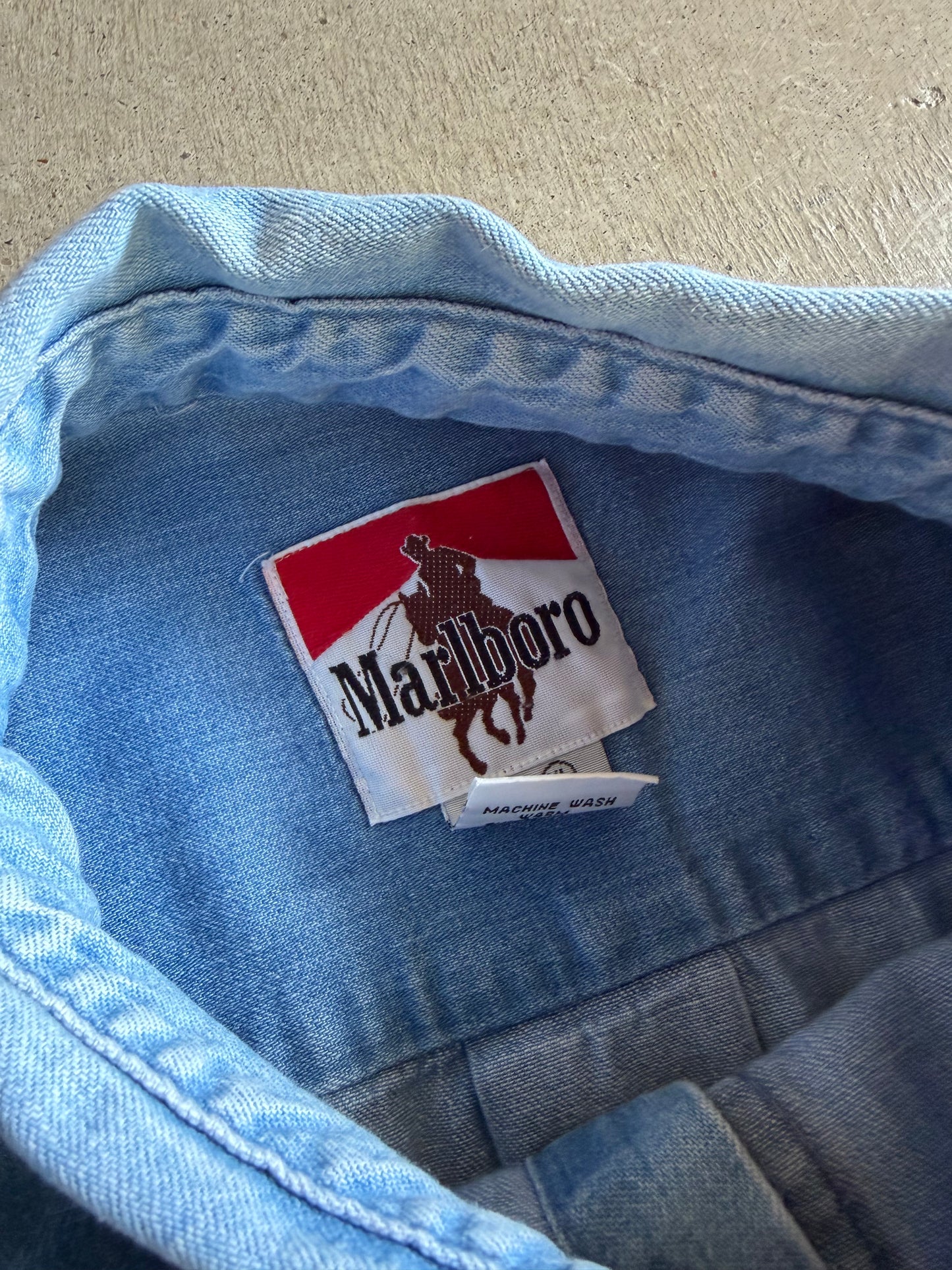 VTG Marlboro Denim Button Up Shirt Sz XL