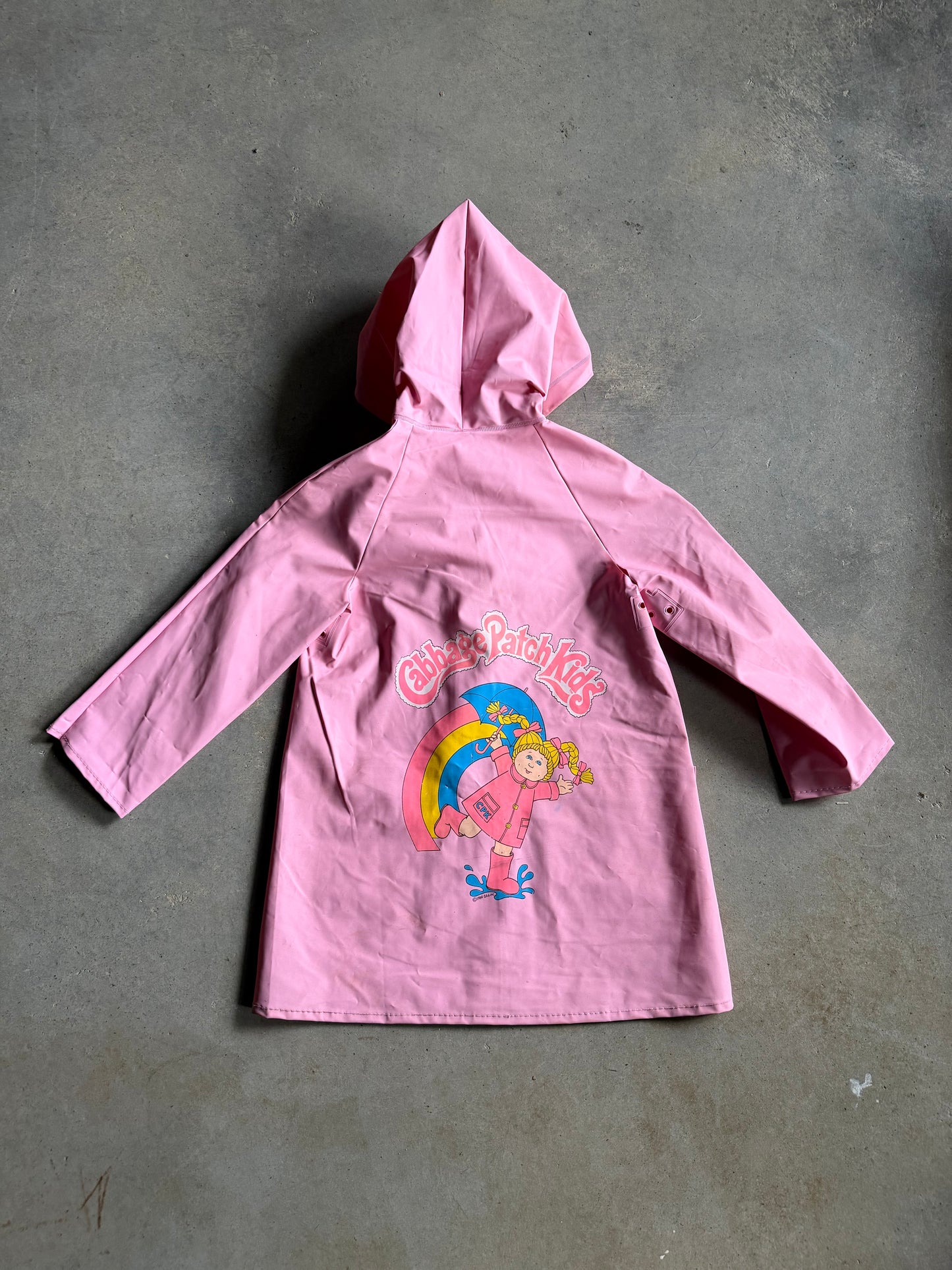 VTG 80s Kids Cabbage Patch Kids Raincoat Sz Yth Small