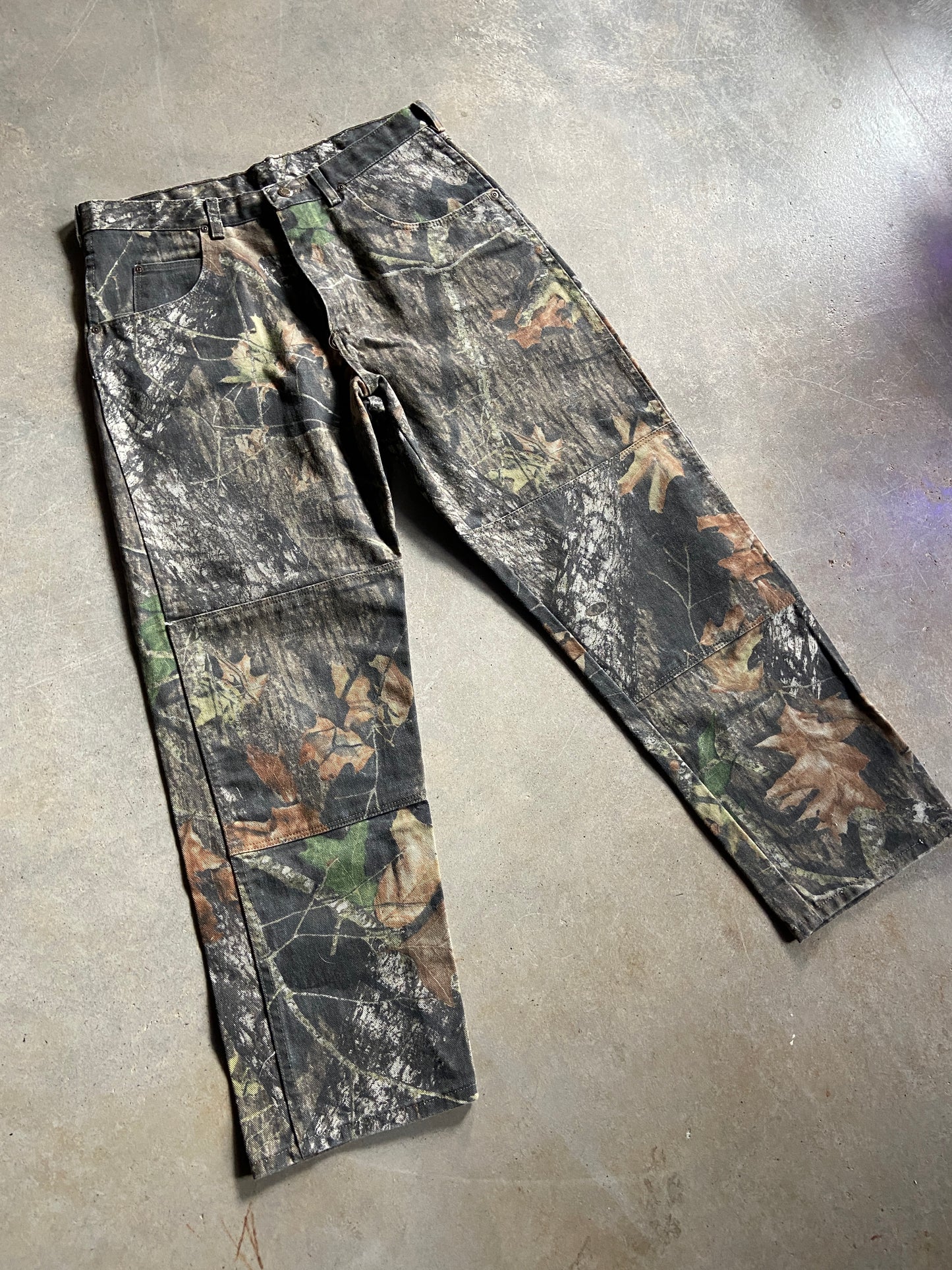 Baggy Wrangler Double Knee Mossy Oak Camo Pants Sz 34x30