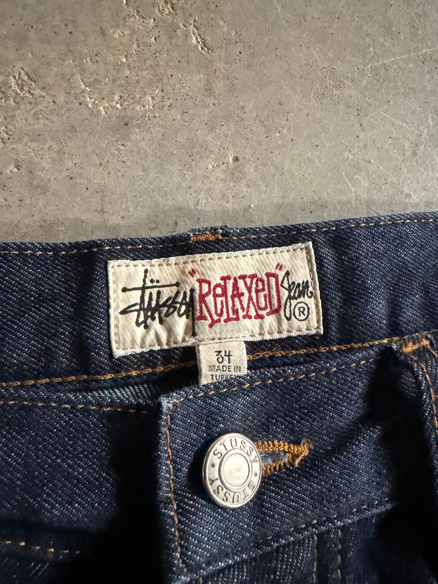 Stussy Relaxed Dark Wash Denim Jeans Sz 34x28
