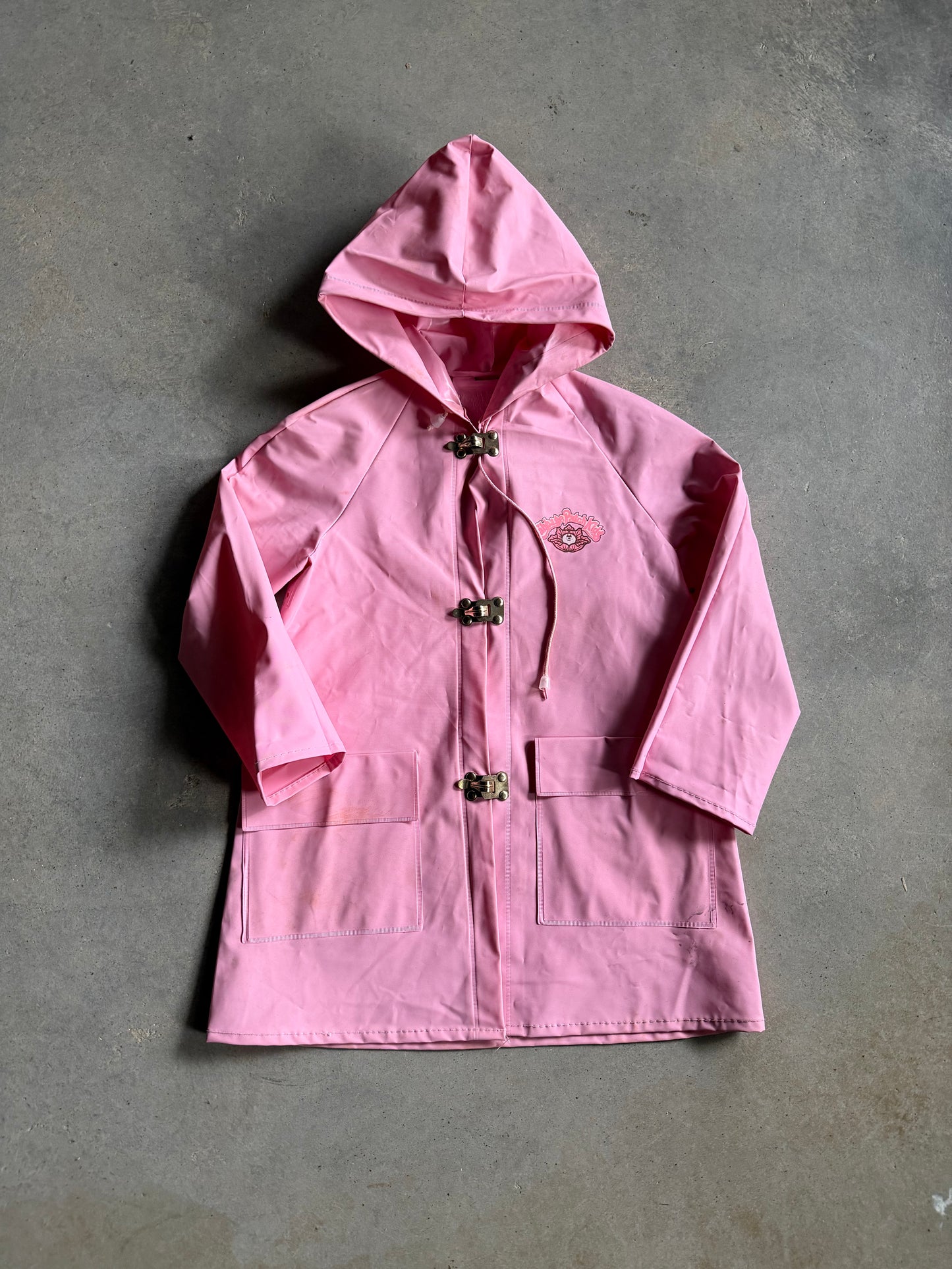 VTG 80s Kids Cabbage Patch Kids Raincoat Sz Yth Small