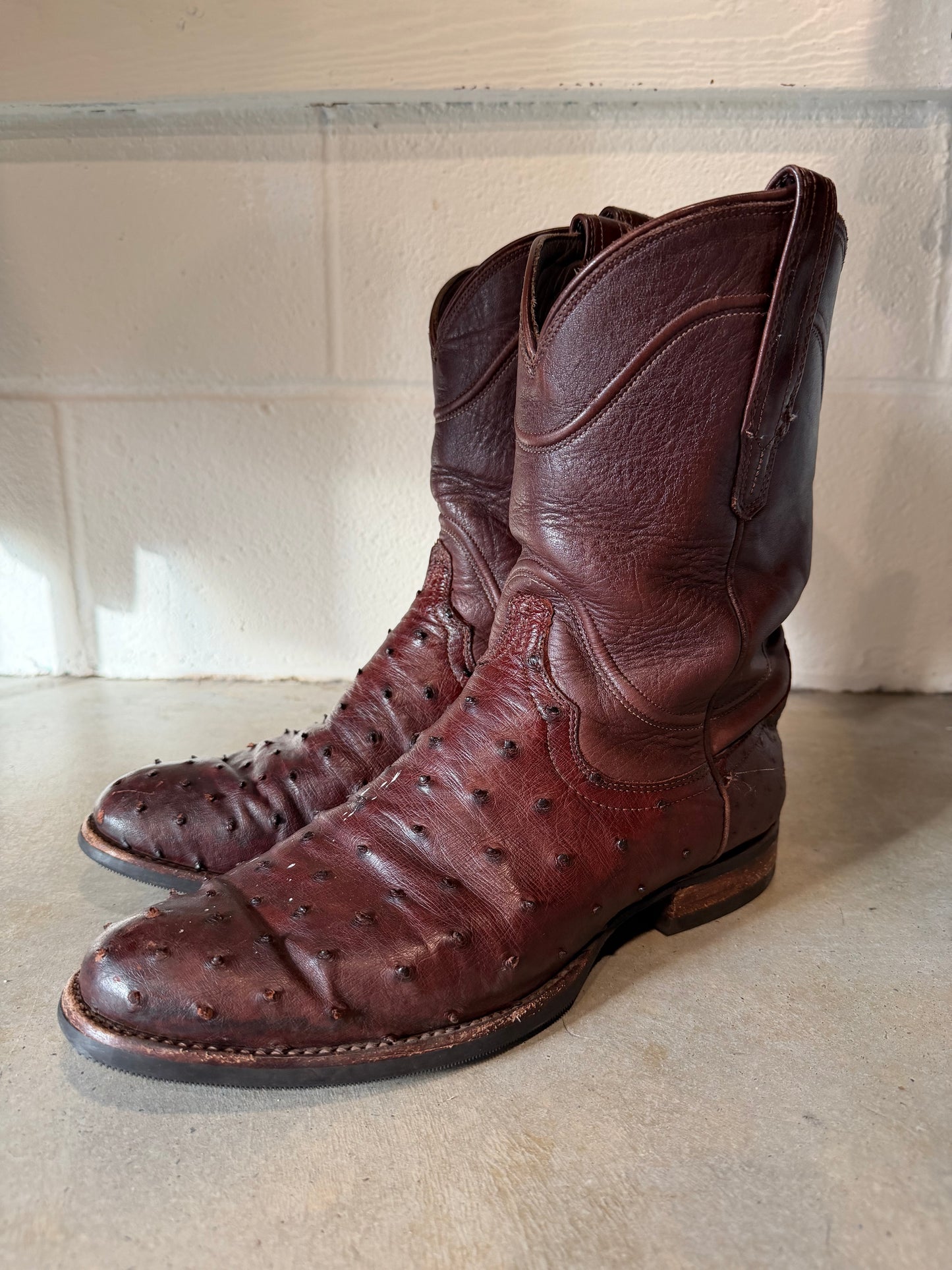 Tecovas Men's Exotic Ostrich Cowboy Boot, Size 10.5D, Mahogany