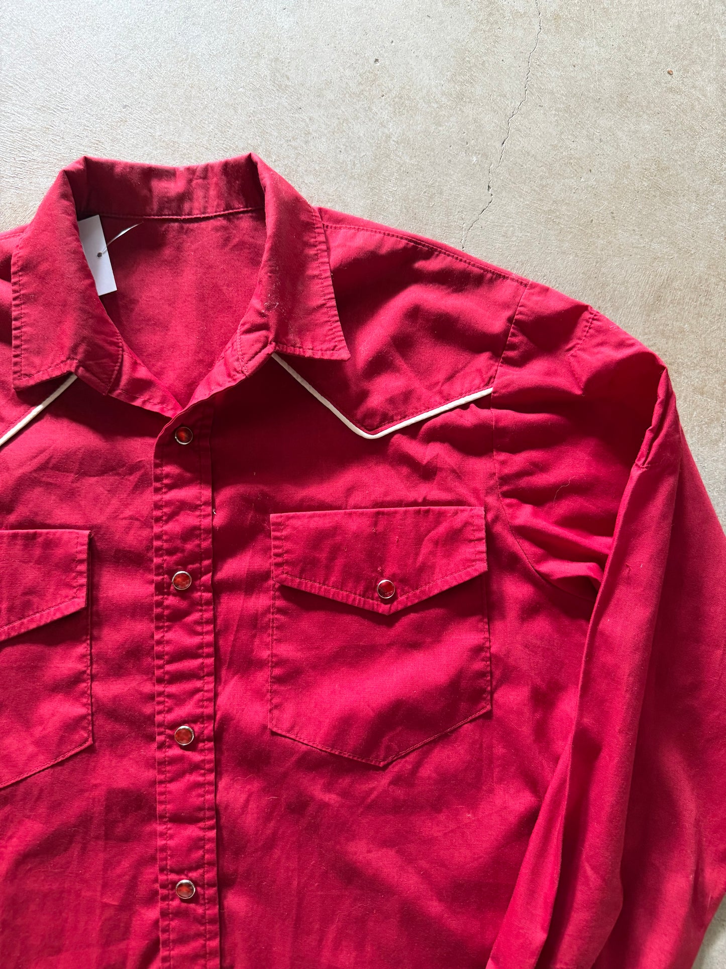 VTG Red Western Button Up Shirt Sz M