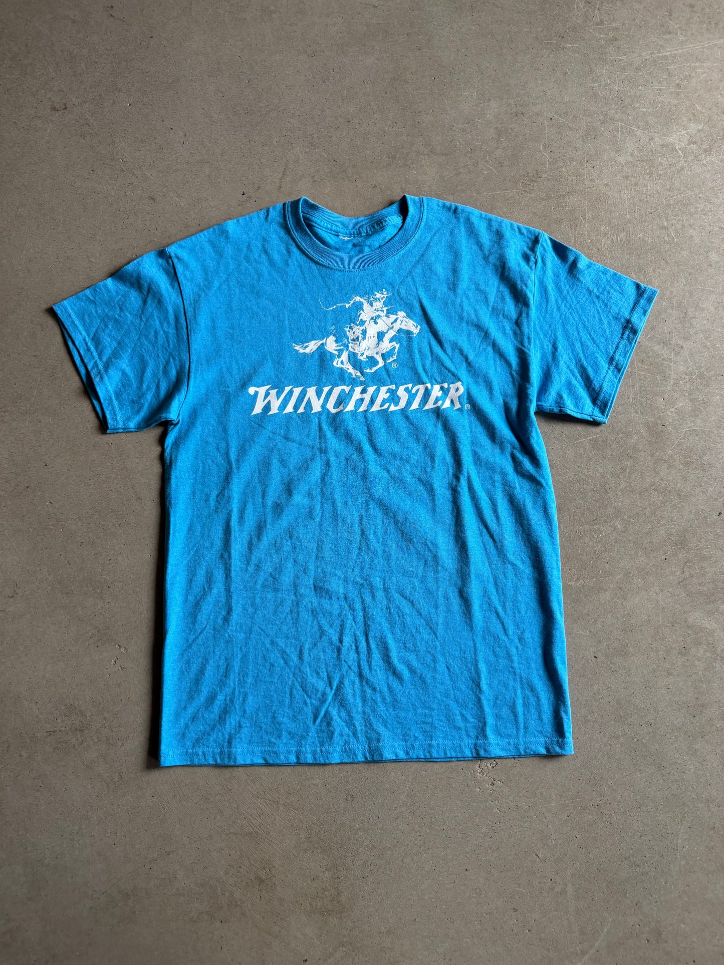 VTG Winchester Blue Cowboy Tee Sz M