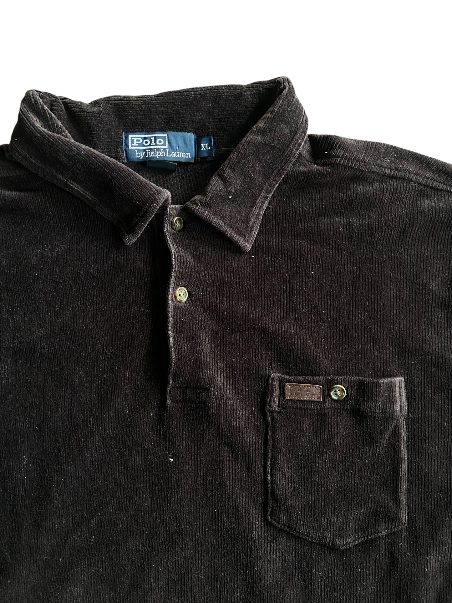 VTG Polo Ralph Lauren Brown LS Corduroy Polo Sz XL