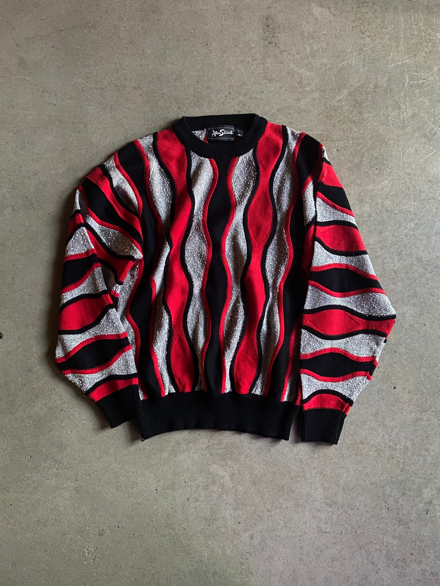 VTG 90s Alan Stuart 3D Coogi Knitted Sweater Sz XL